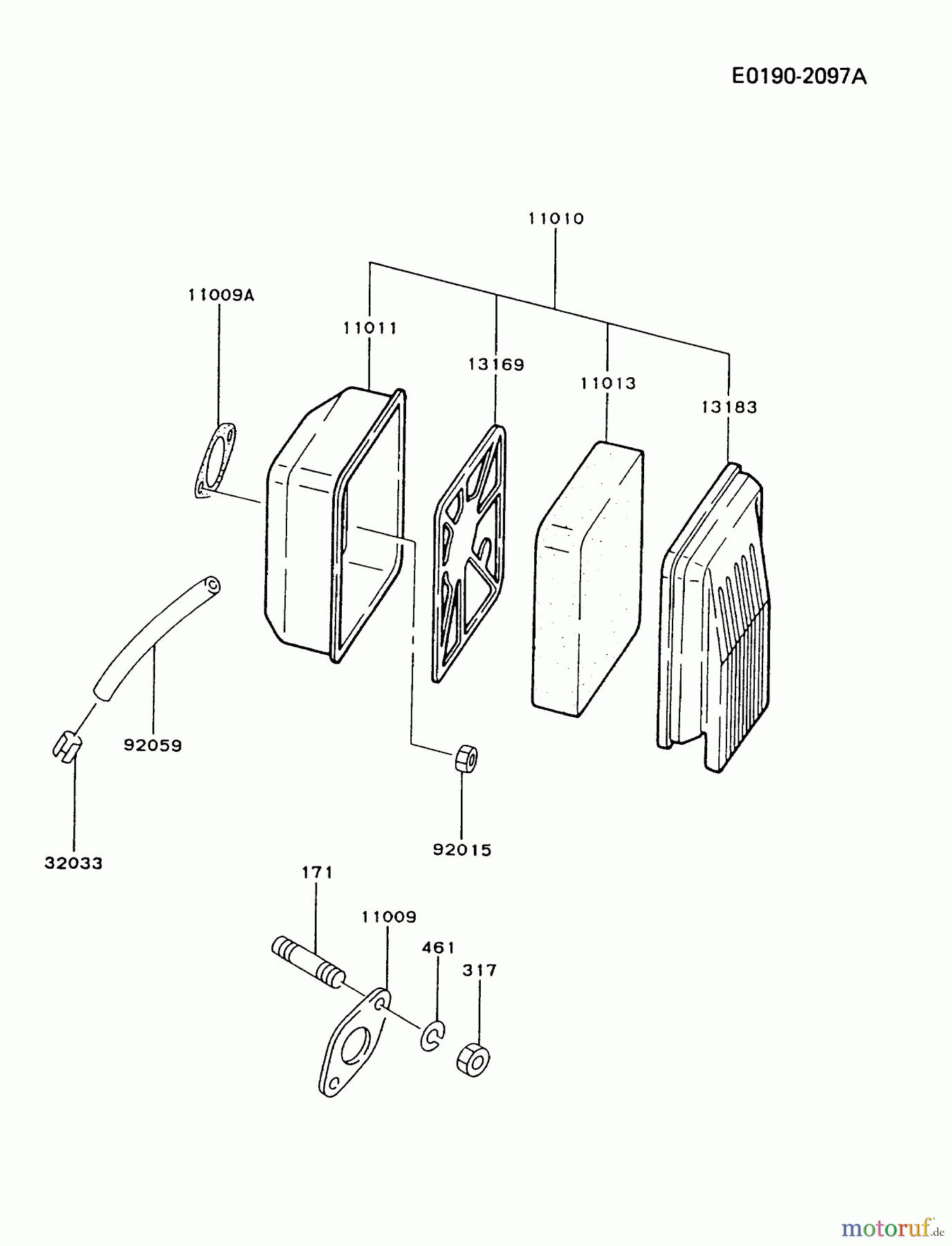 Kawasaki Motoren Motoren, Horizontal FG270G-AS01 - Kawasaki FG270G 4-Stroke Engine AIR-FILTER/MUFFLER