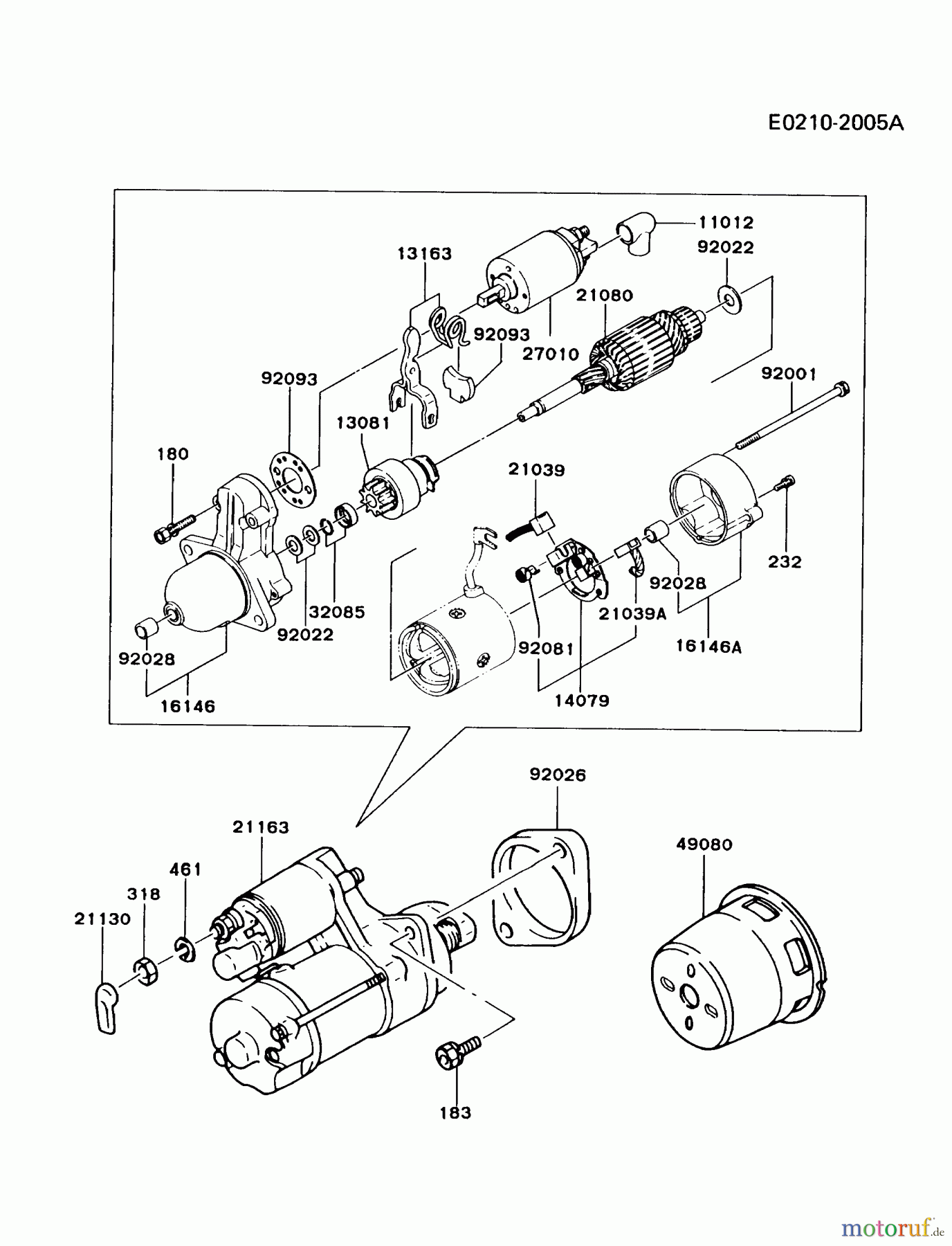  Kawasaki Motoren Motoren, Horizontal FG300D-ES01 - Kawasaki FG300D 4-Stroke Engine STARTER