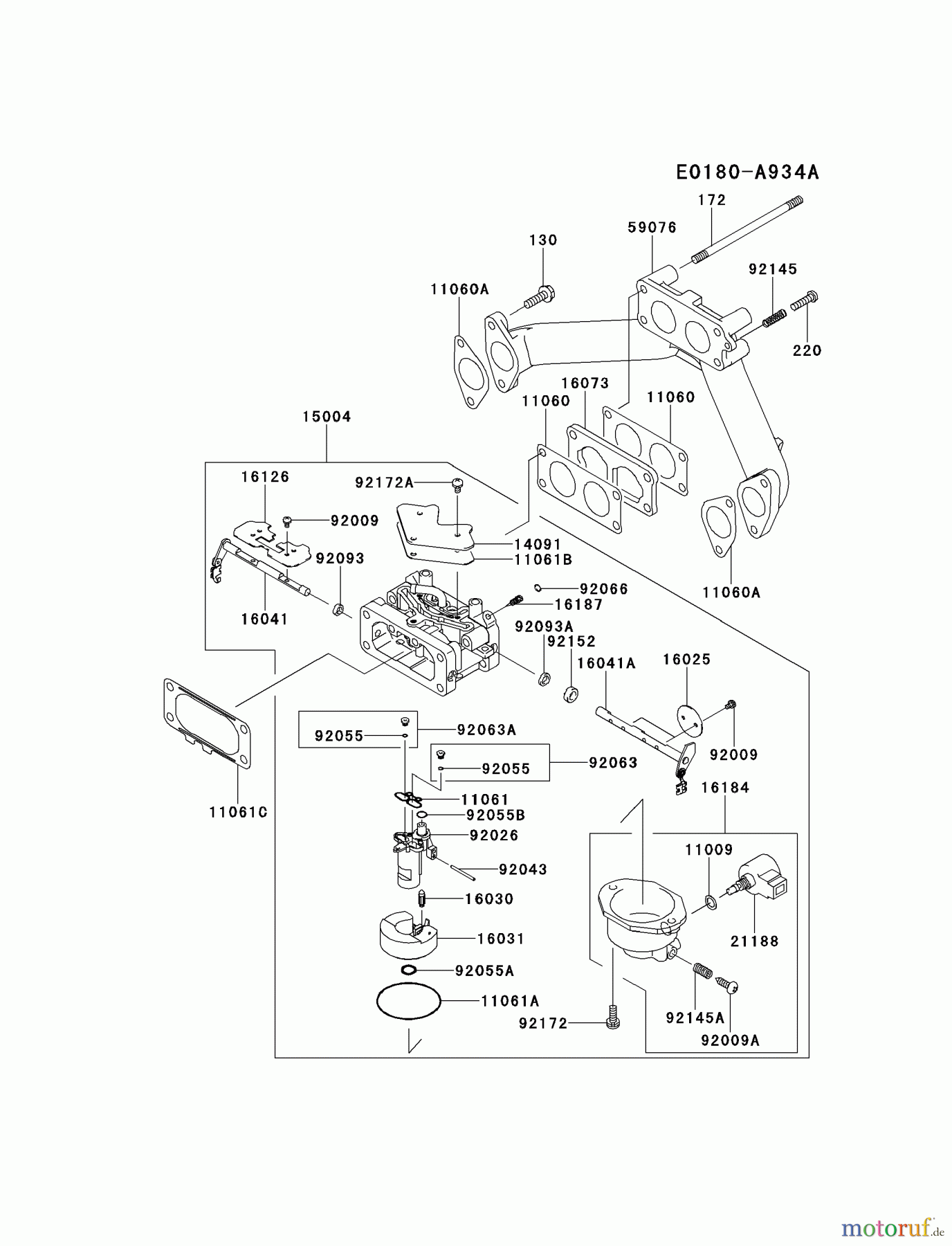  Kawasaki Motoren Motoren, Horizontal FH601D-FS01 - Kawasaki FH601D 4-Stroke Engine CARBURETOR