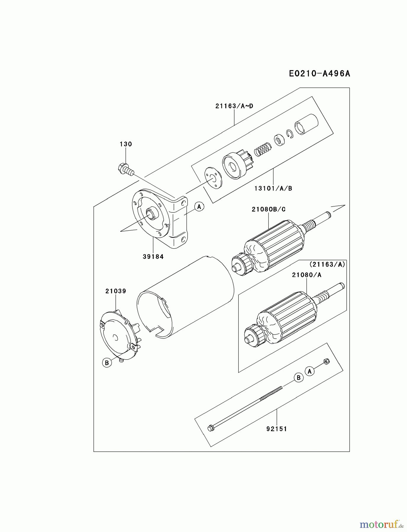  Kawasaki Motoren Motoren, Horizontal FH680D-BS01 - Kawasaki FH680D 4-Stroke Engine STARTER(&sim;FH680-C00797)
