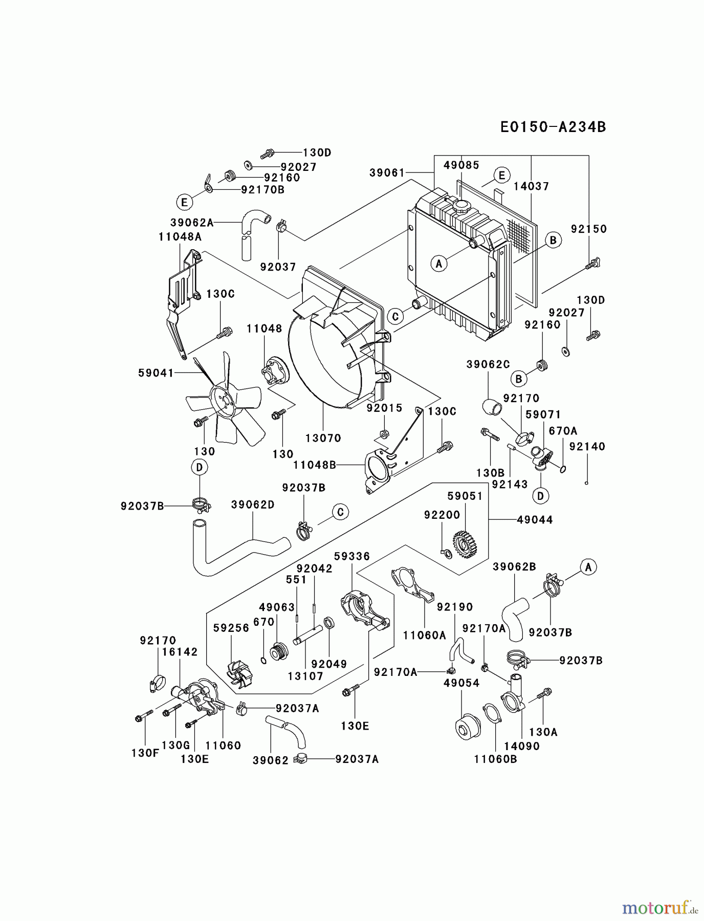  Kawasaki Motoren Motoren, Horizontal FD501D-AS01 - Kawasaki FD501D 4-Stroke Engine COOLING-EQUIPMENT #2