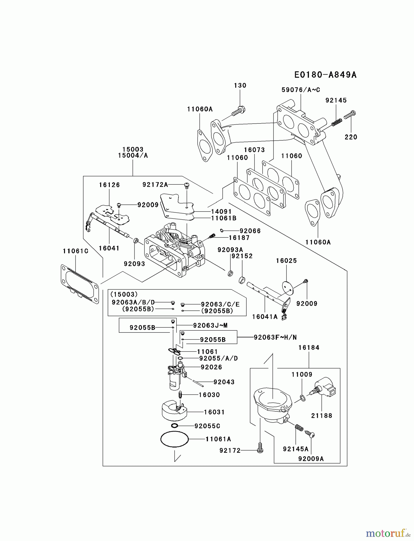  Kawasaki Motoren Motoren, Horizontal FH770D-BS05 - Kawasaki FH770D 4-Stroke Engine CARBURETOR #1