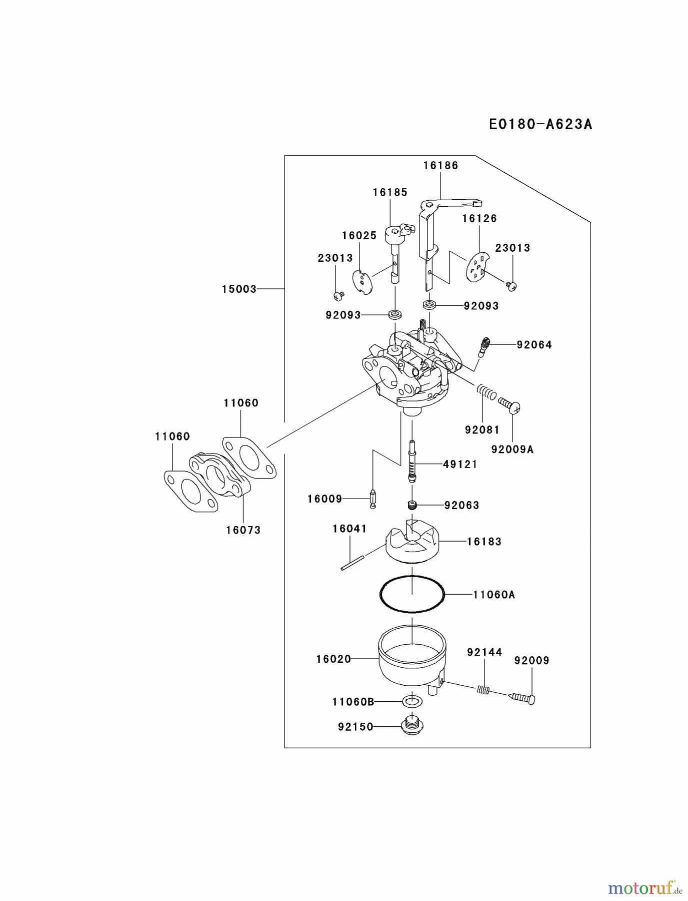  Kawasaki Motoren Motoren, Horizontal FJ100D-CS00 - Kawasaki FJ100D 4-Stroke Engine CARBURETOR