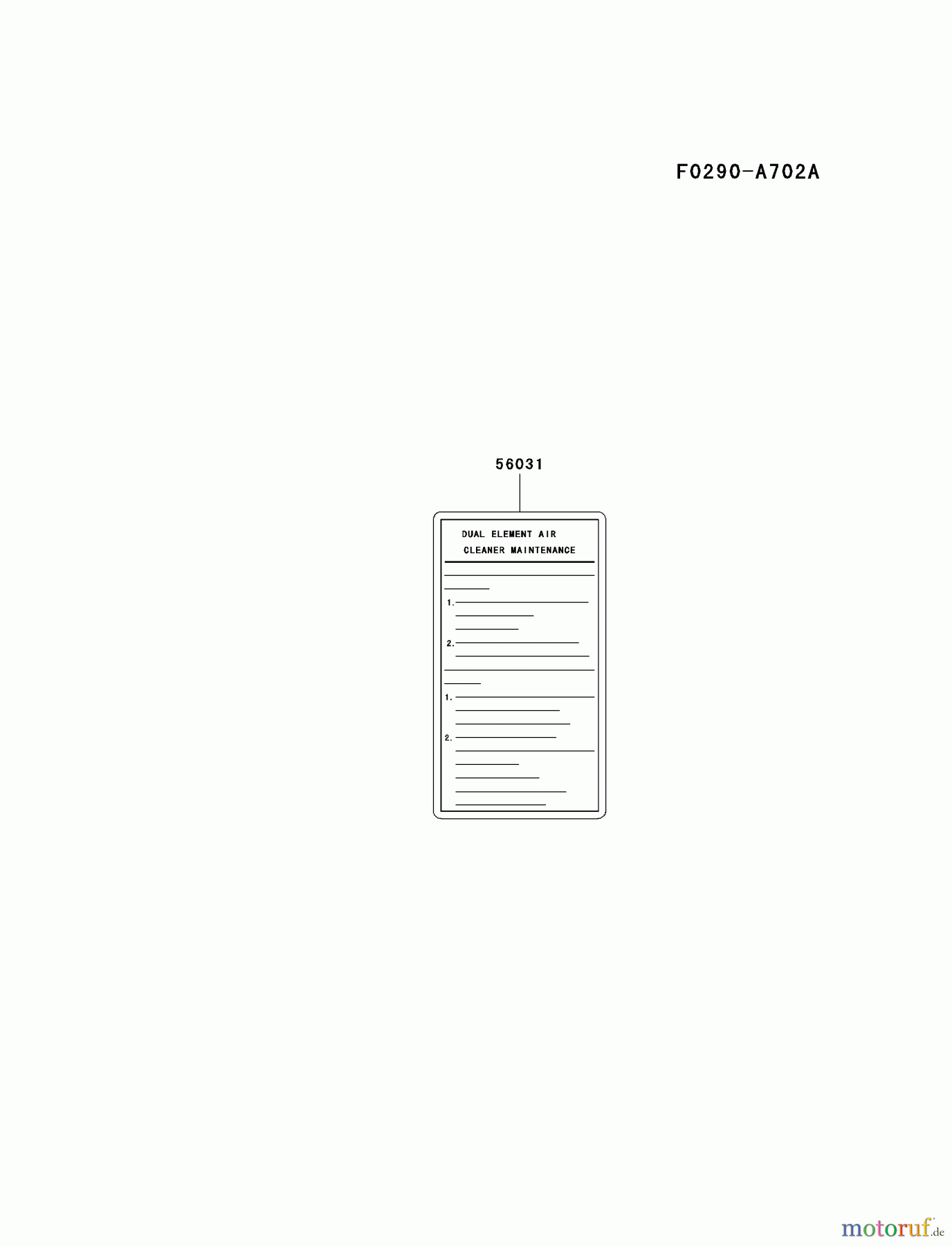  Kawasaki Motoren Motoren, Horizontal FD501D-AS05 - Kawasaki FD501D 4-Stroke Engine LABEL
