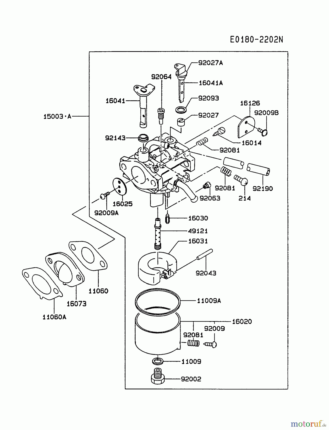 Kawasaki Motoren Motoren Vertikal FA210V - AS02 bis FH641V - DS24 FC150V-ES08 - Kawasaki FC150V 4-Stroke Engine CARBURETOR
