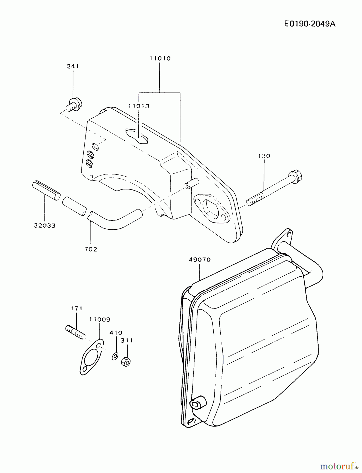  Kawasaki Motoren Motoren, Horizontal FA076D-DS05 - Kawasaki FA076D 4-Stroke Engine AIR-FILTER/MUFFLER