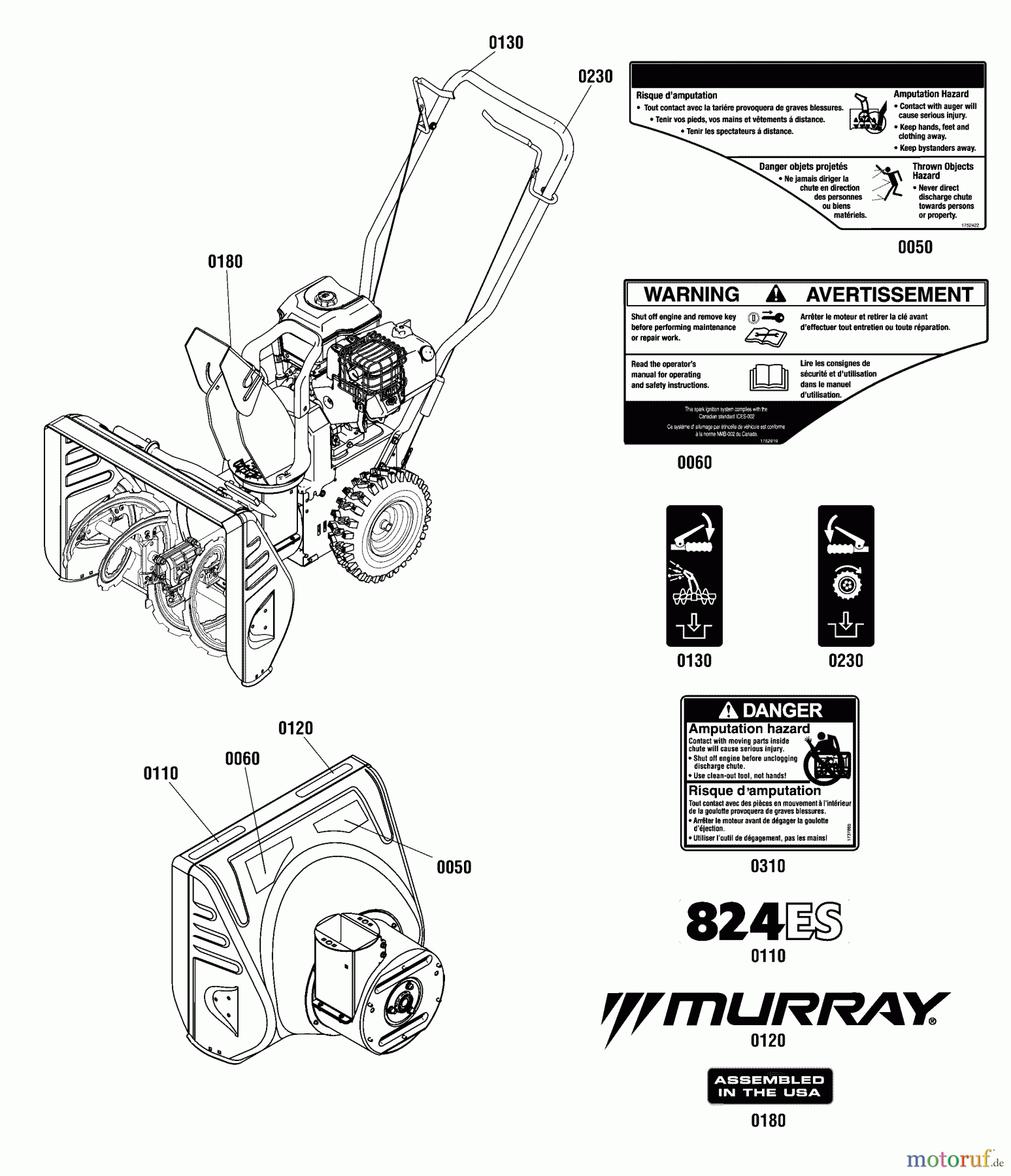  Murray Schneefräsen 824ES (1696267-00) - Murray 24