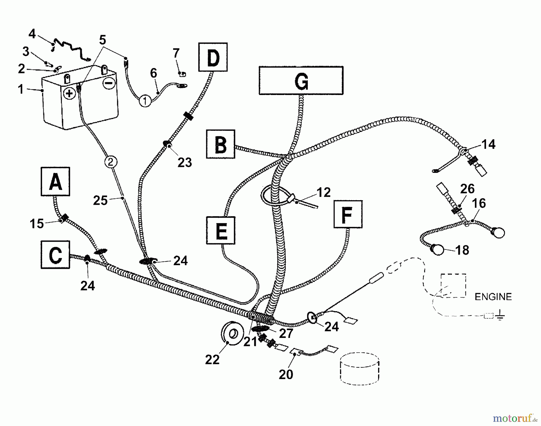 Wolf-Garten Rasentraktoren Trac OHV 7 6205000 Serie C (2004) Kabelbaum