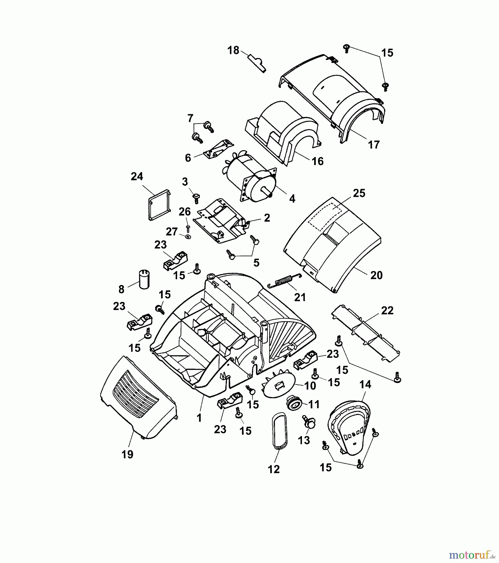  Wolf-Garten Elektrovertikutierer Olympia V Plus 3630685 Serie B  (2004) Vertikutierergehäuse