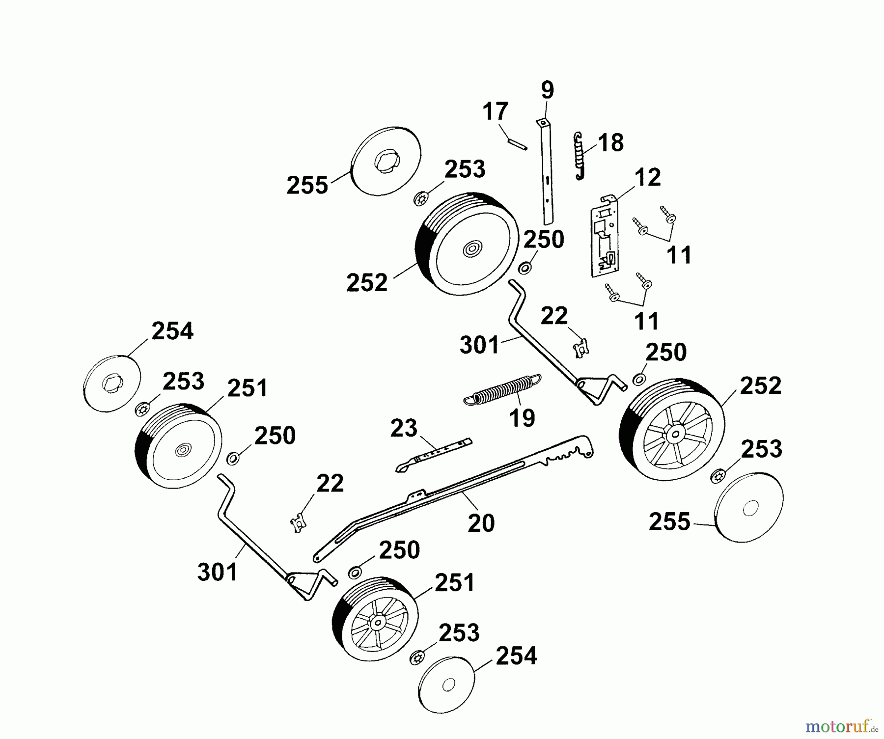 Wolf-Garten Elektromäher Power Edition 40 E 4028005 Serie B, C  (2003) Höhenverstellung, Räder