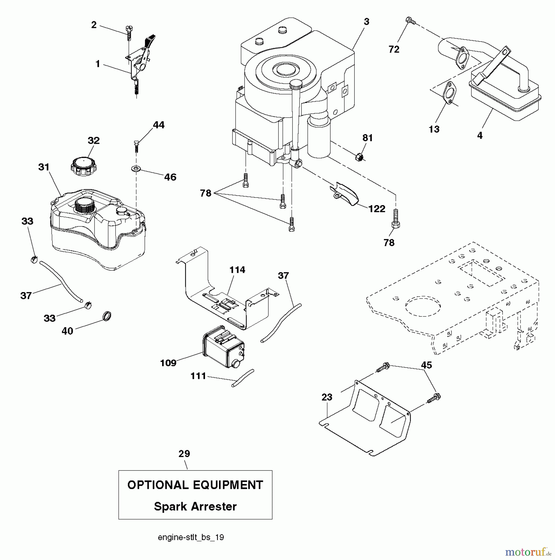 Poulan / Weed Eater Rasen und Gartentraktoren PB19542LT (96012012700) - Poulan Pro Lawn Tractor (2012-09) ENGINE