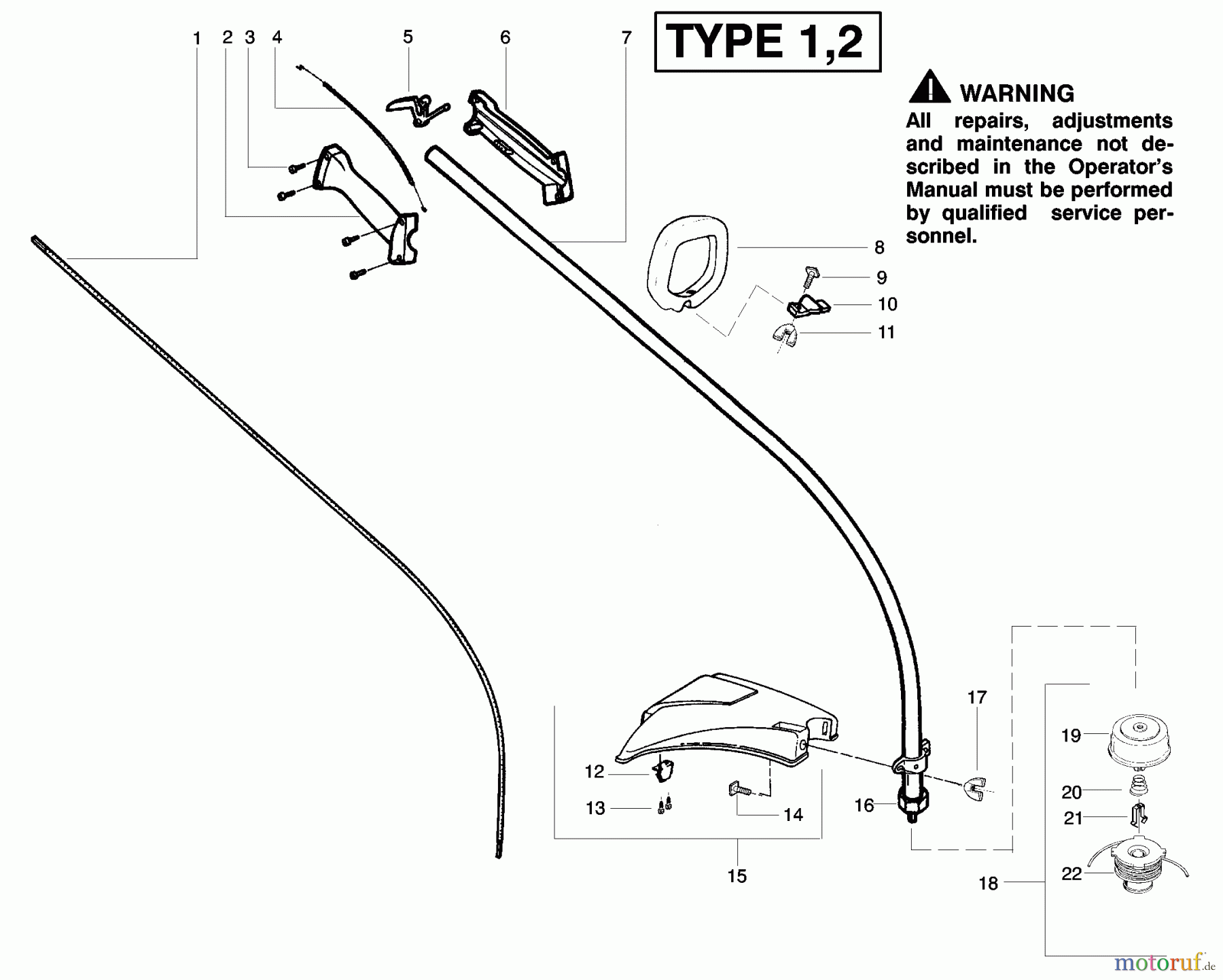  Poulan / Weed Eater Motorsensen, Trimmer XT250 (Type 1) - Weed Eater String Trimmer Handle & Shaft Assembly