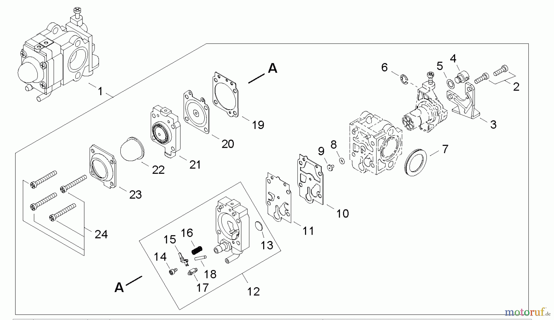  Shindaiwa Heckenscheren DH231 - Shindaiwa Hedge Trimmer, Dual-Sided, S/N: T09111001001 - T09111999999 Carburetor