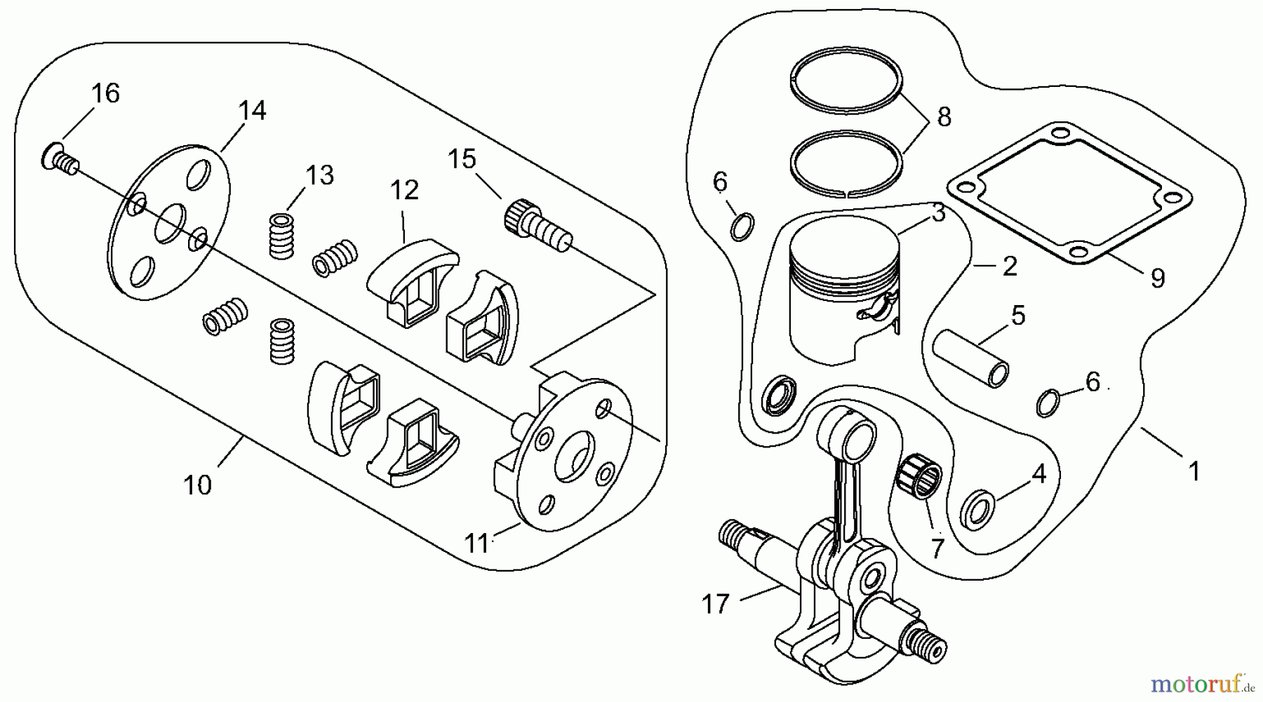  Shindaiwa Trimmer, Faden / Bürste B45LA - Shindaiwa String Trimmer / Brush Cutter, S/N: 36006061 - 36007180 Clutch, Crankshaft, Piston