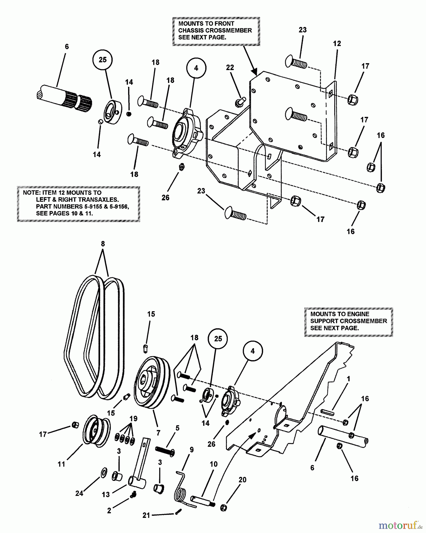  Snapper Nullwendekreismäher, Zero-Turn EZF2101DKU - Snapper 21 HP Zero-Turn Mower, Kubota, Out Front, Z-Rider Series 1 Deck Driveshaft Assembly