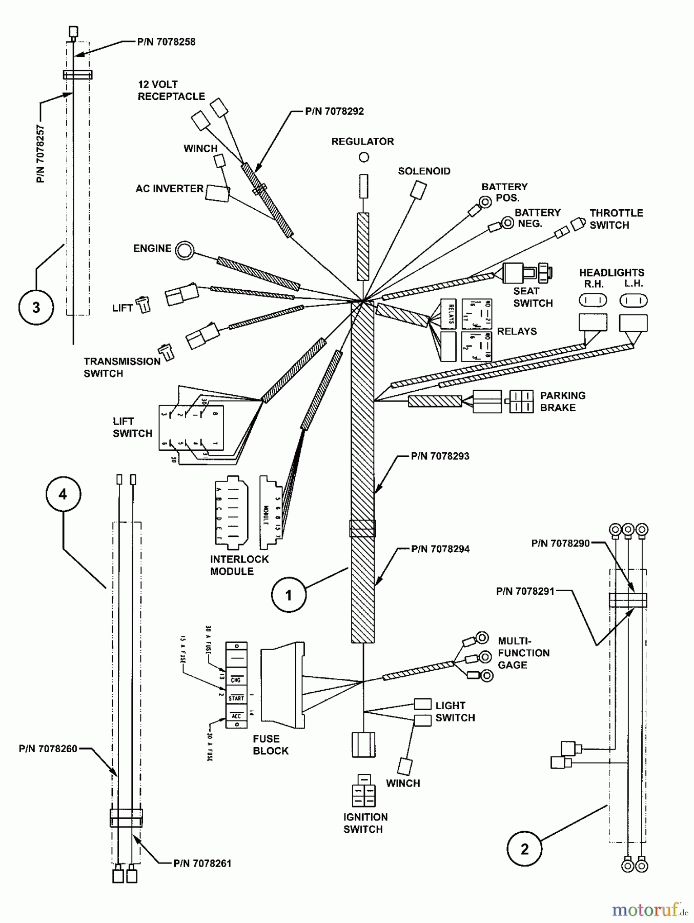  Snapper Utility Vehicles UVGT1621BV (7085903) - Snapper Trail Cruiser Utility Vehicle, 16 HP, Series 1 WIRING HARNESS- UVGT (UVGC) Model
