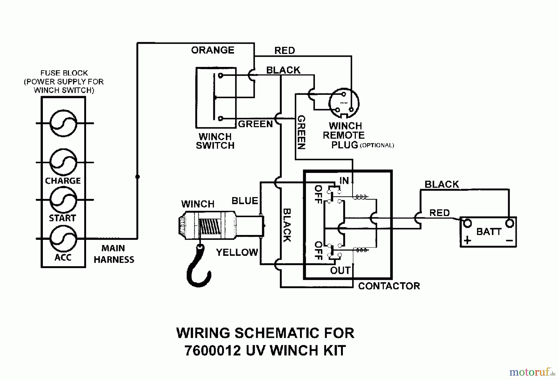  Snapper Zubehör 7600012 - Snapper Winch Kit WINCH KIT SCHEMATIC