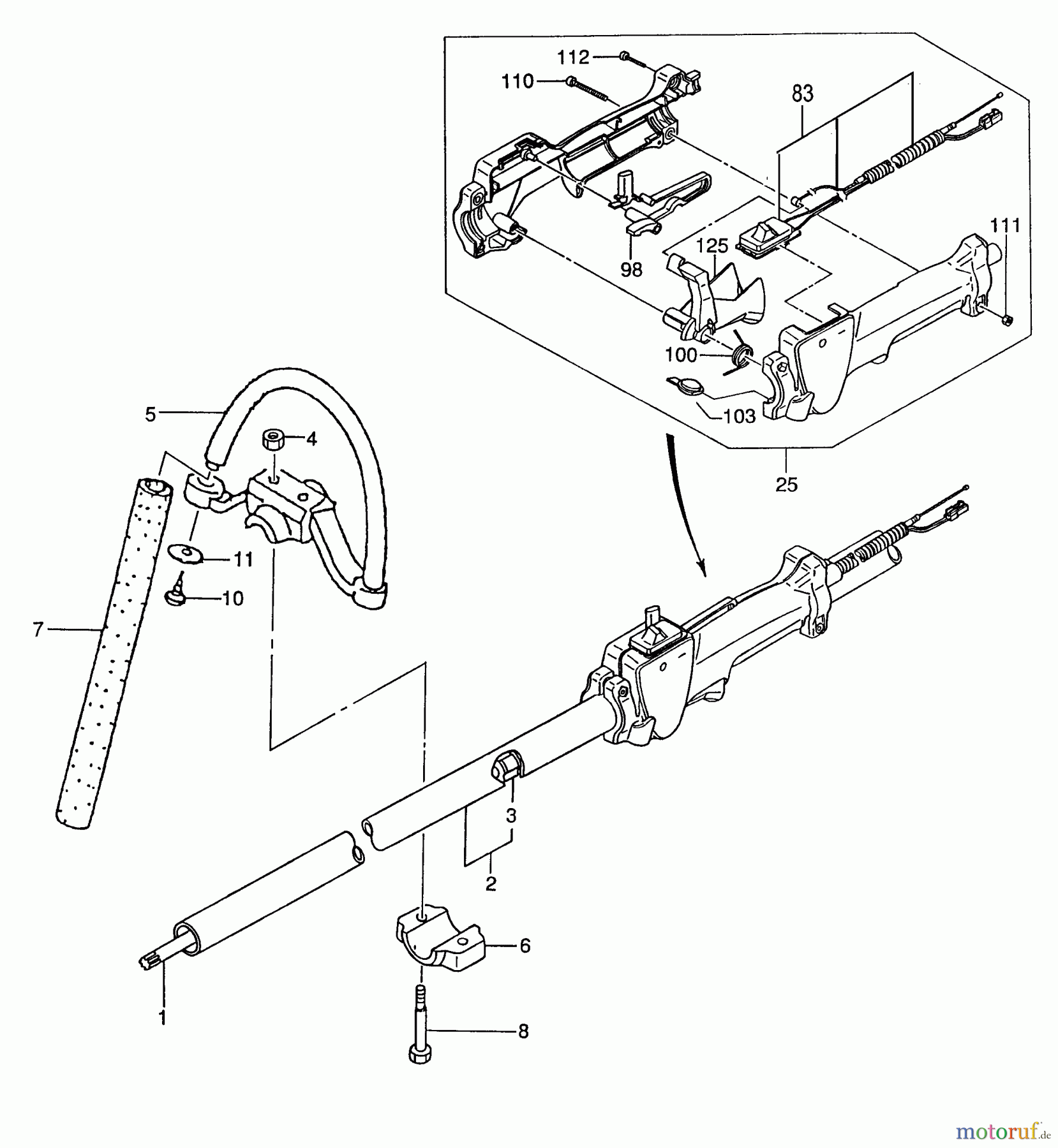 Tanaka Heckenscheeren TPH-2501 - Tanaka Articulating Pole Hedge Trimmer Handle, Throttle Lever, Shaft