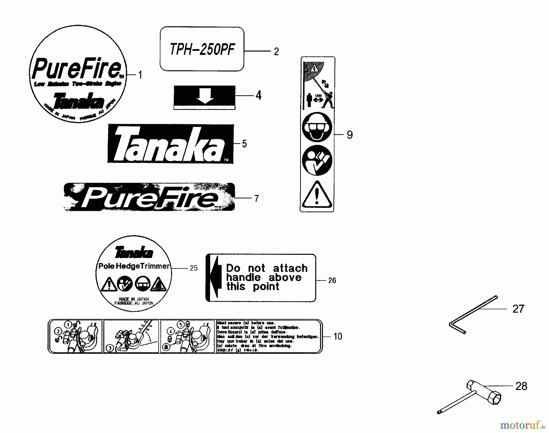  Tanaka Heckenscheeren TPH-250PF - Tanaka Articulating Pole Hedge Trimmer Decals & Tools