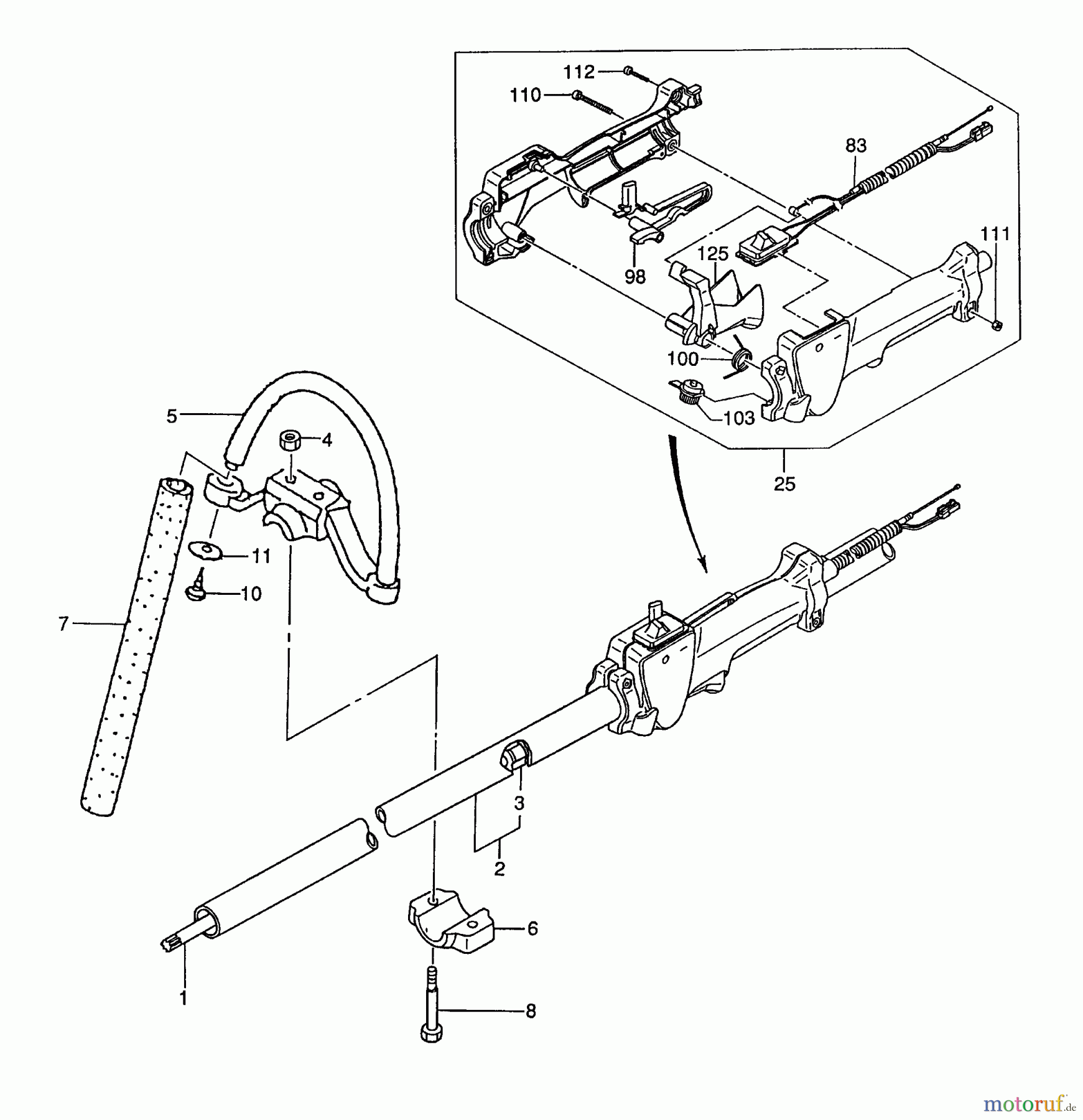  Tanaka Heckenscheeren TPH-270PF - Tanaka Articulating Pole Hedge Trimmer Throttle Lever, Handle, Drive Shaft