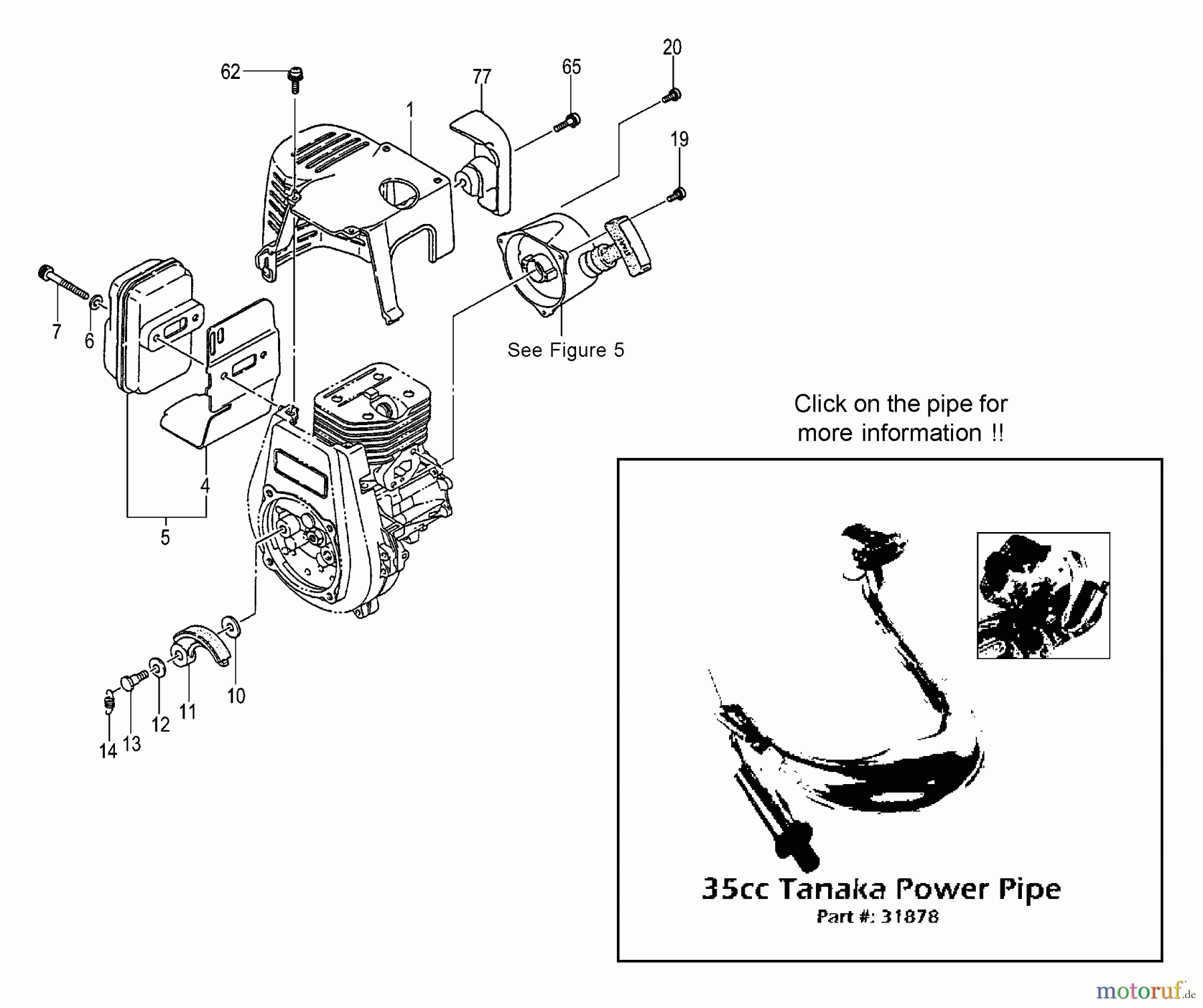 Tanaka Sonstiges TPB-350GX - Tanaka 35cc PowerBoard Muffler, Clutch