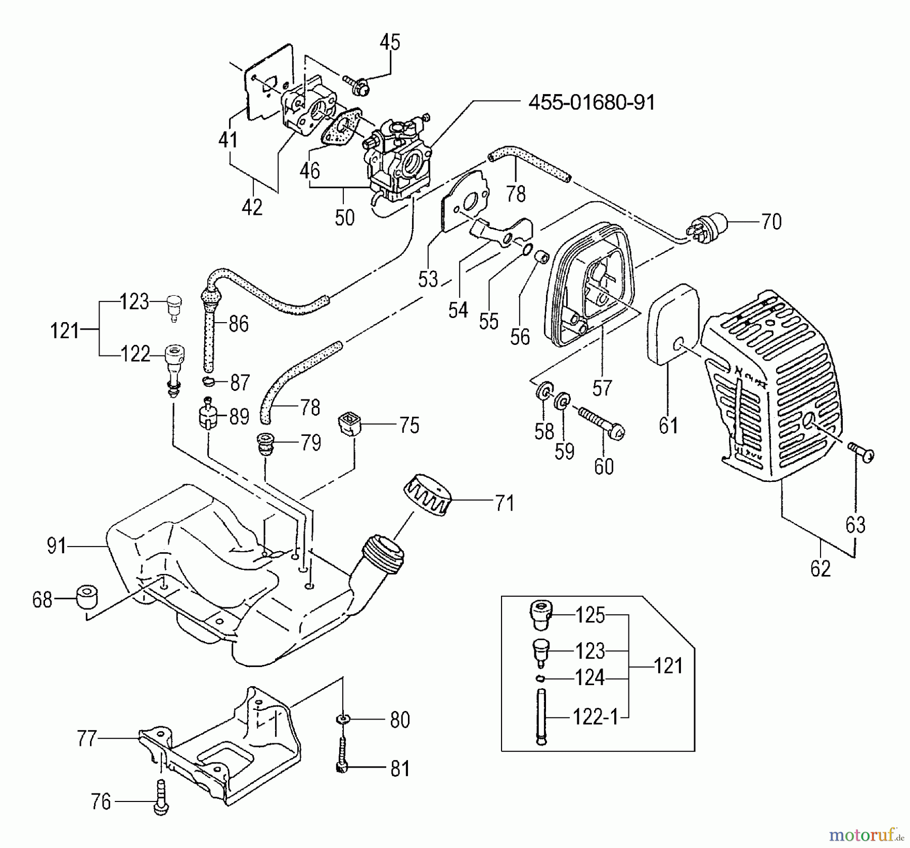 Tanaka Trimmer, Motorsensen TBC-270PFD - Tanaka Brush Cutter Fuel Tank, Fuel System, Air Cleaner