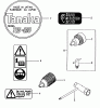 Tanaka TED-210C - Gas Drill (SN: T277487 - T2848900) Listas de piezas de repuesto y dibujos Chuck & Key, Wrench, Decals