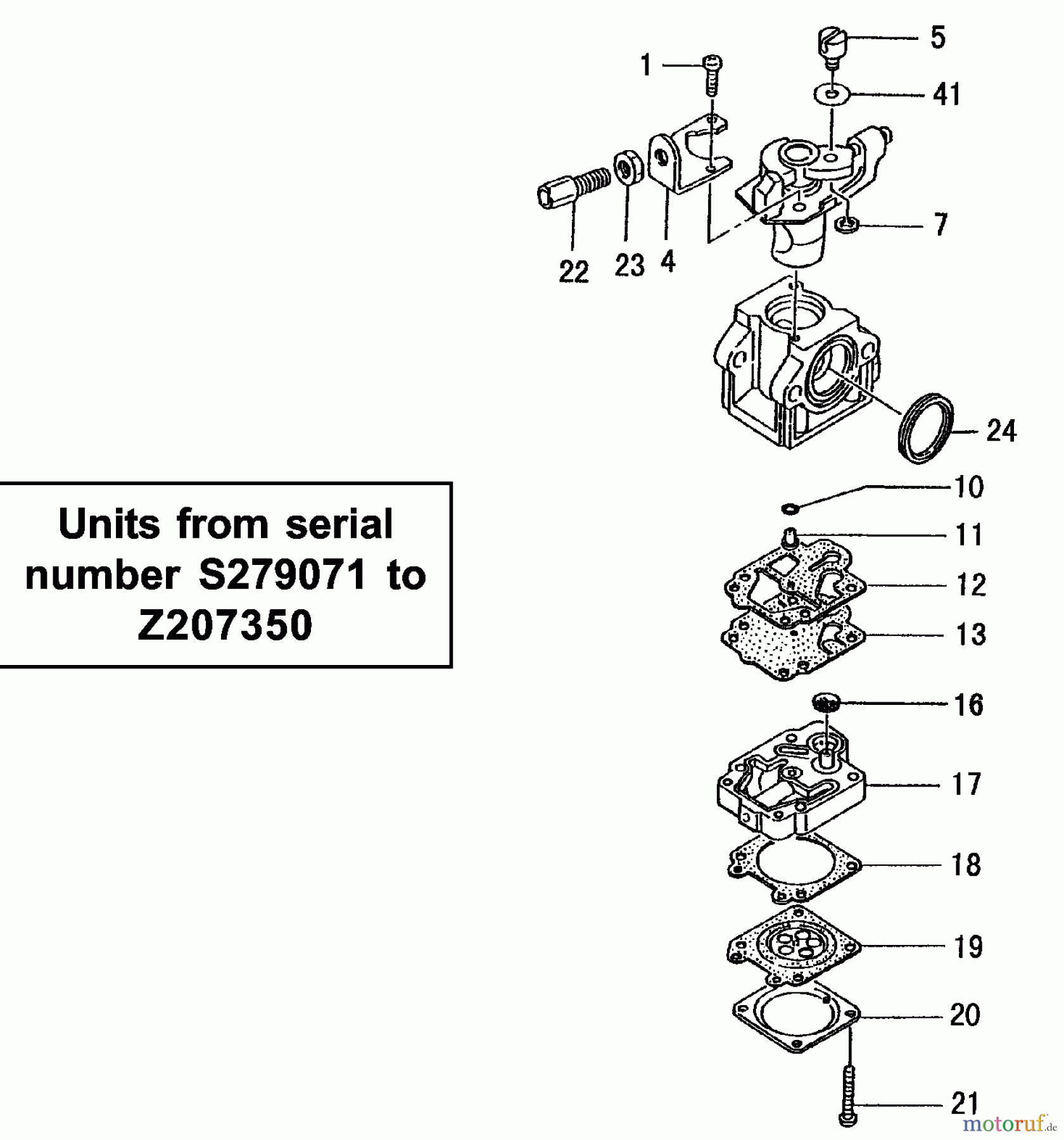  Tanaka Erdbohrer TED-262L - Tanaka Portable Gas Drill Carburetor (Units from serial number S279071 to Z207350)