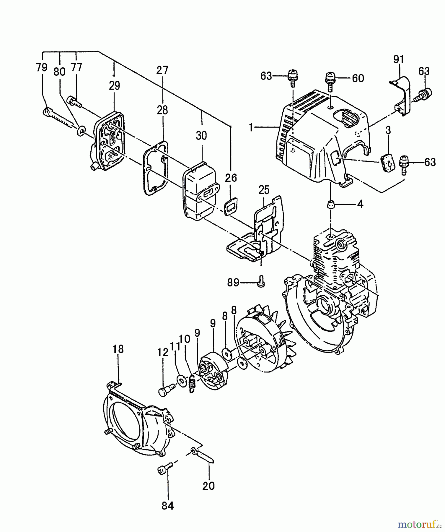  Tanaka Erdbohrer TED-262R - Tanaka Engine Drill W/Reverse Muffler, Fan Case, Clutch