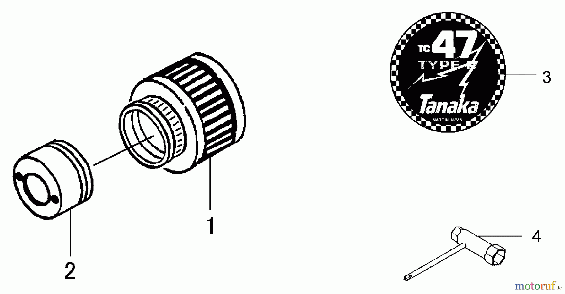  Tanaka Motoren TC-47R - Tanaka Utility / Scooter Engine Air Filter, Decal & Wrench
