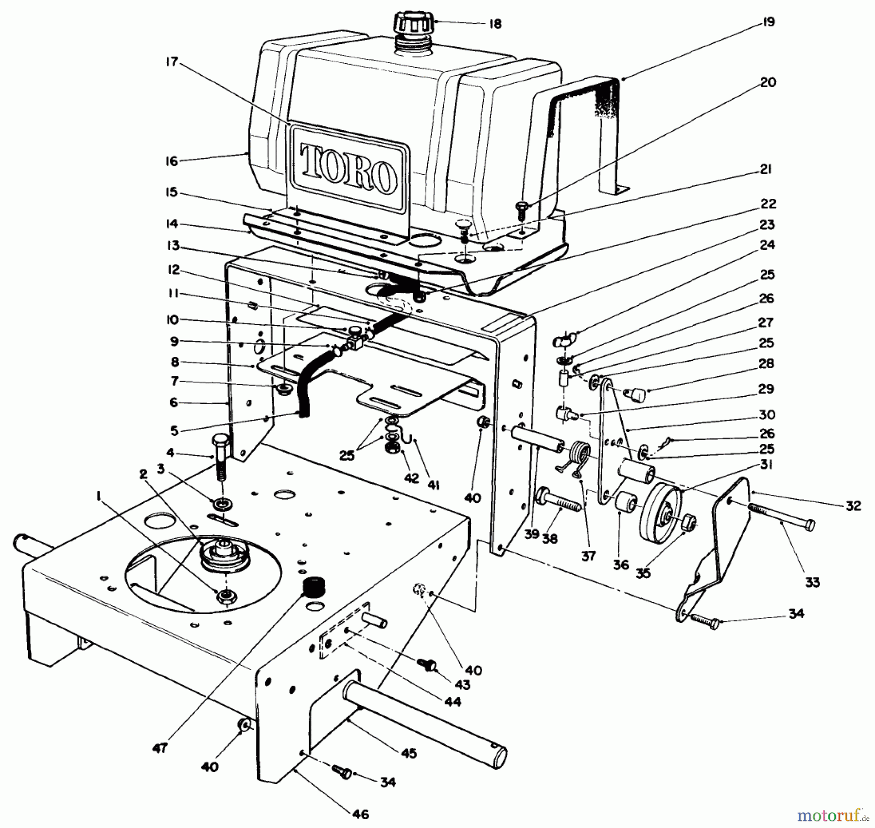  Toro Neu Mowers, Drive Unit Only 30102 - Toro Mid-Size Proline Gear Traction Unit, 12 hp, 1989 (9000001-9999999) FRAME ASSEMBLY