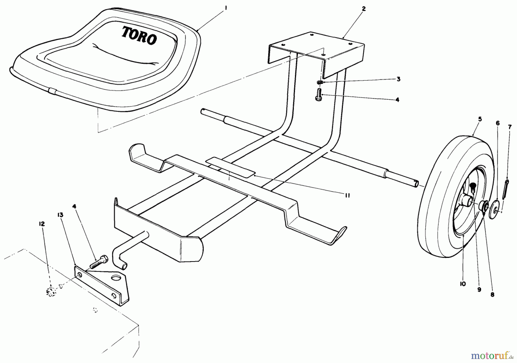  Toro Neu Mowers, Drive Unit Only 30113 - Toro Mid-Size Proline Gear Traction Unit, 8 hp, 1986 (6000001-6999999) SULKY KIT MODEL NO. 30122 (OPTIONAL)