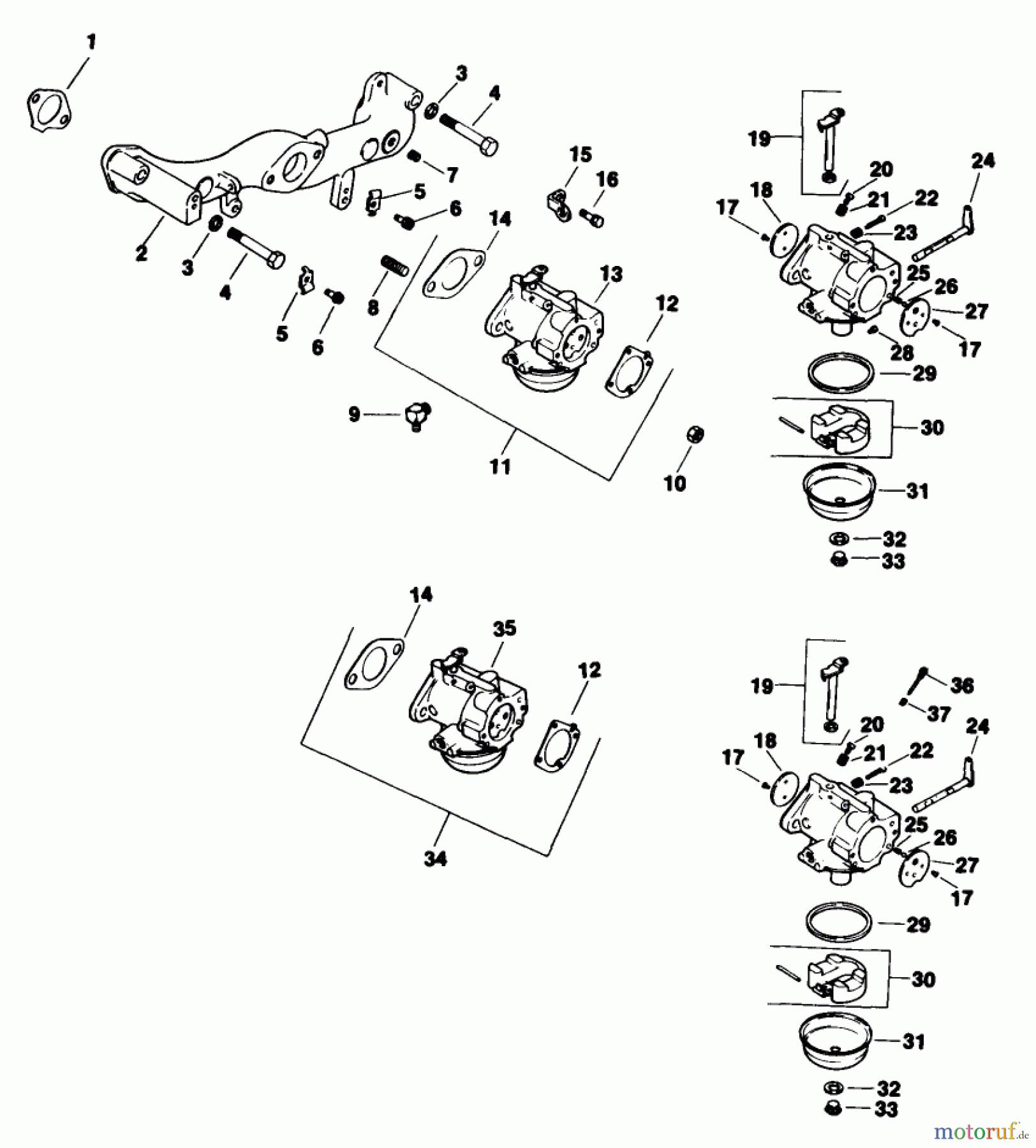  Toro Neu Mowers, Drive Unit Only 30117 - Toro Mid-Size Proline Gear Traction Unit, 16 hp, 1991 (1000001-1999999) CARBURETOR-ENGINE KOHLER MODEL NO. MV16S-TYPE 56511