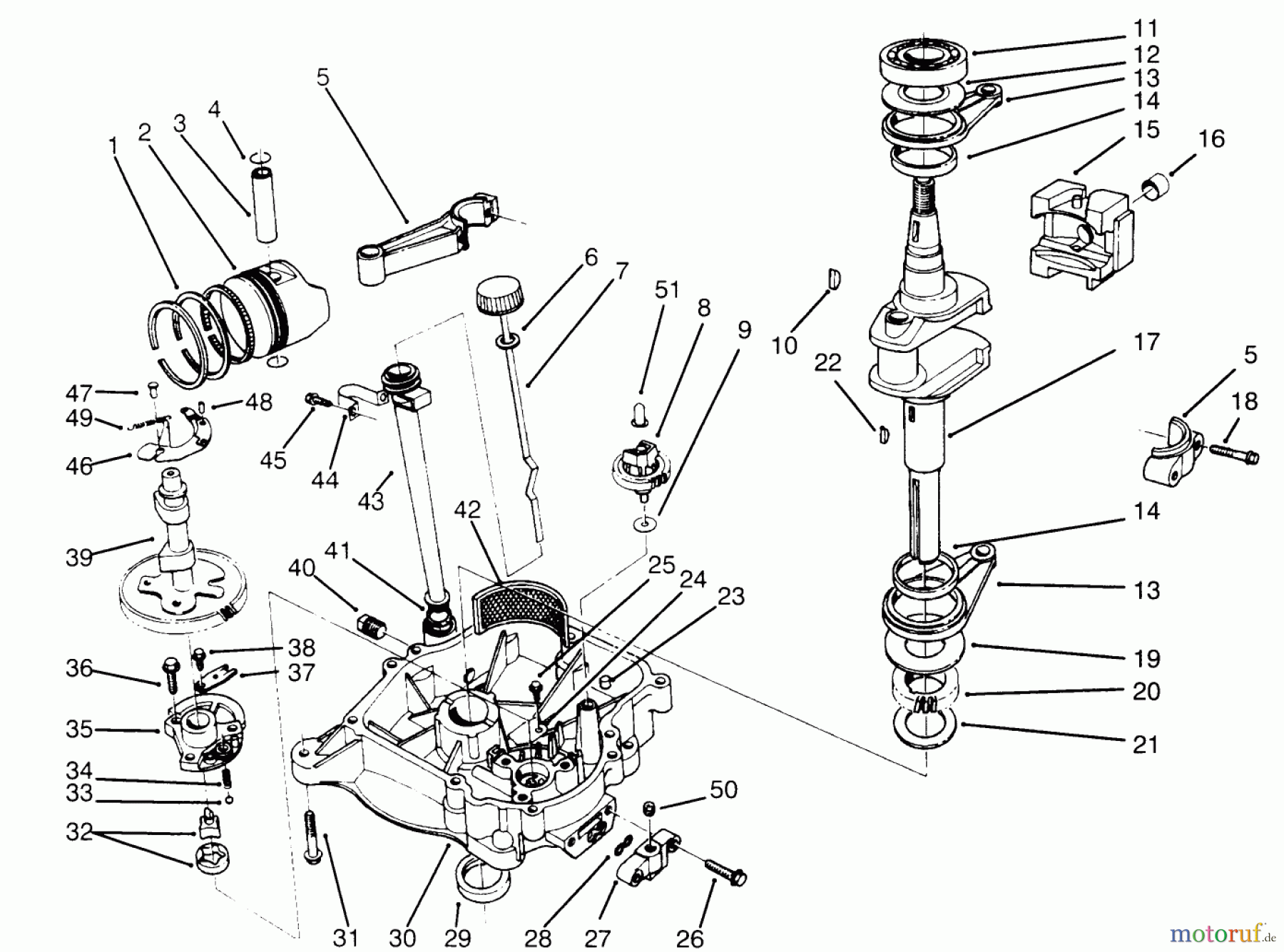 Toro Neu Mowers, Drive Unit Only 30166 - Toro Mid-Size Proline Gear Traction Unit, 12.5 hp, 1995 (590001-599999) CRANKCASE ASSEMBLY