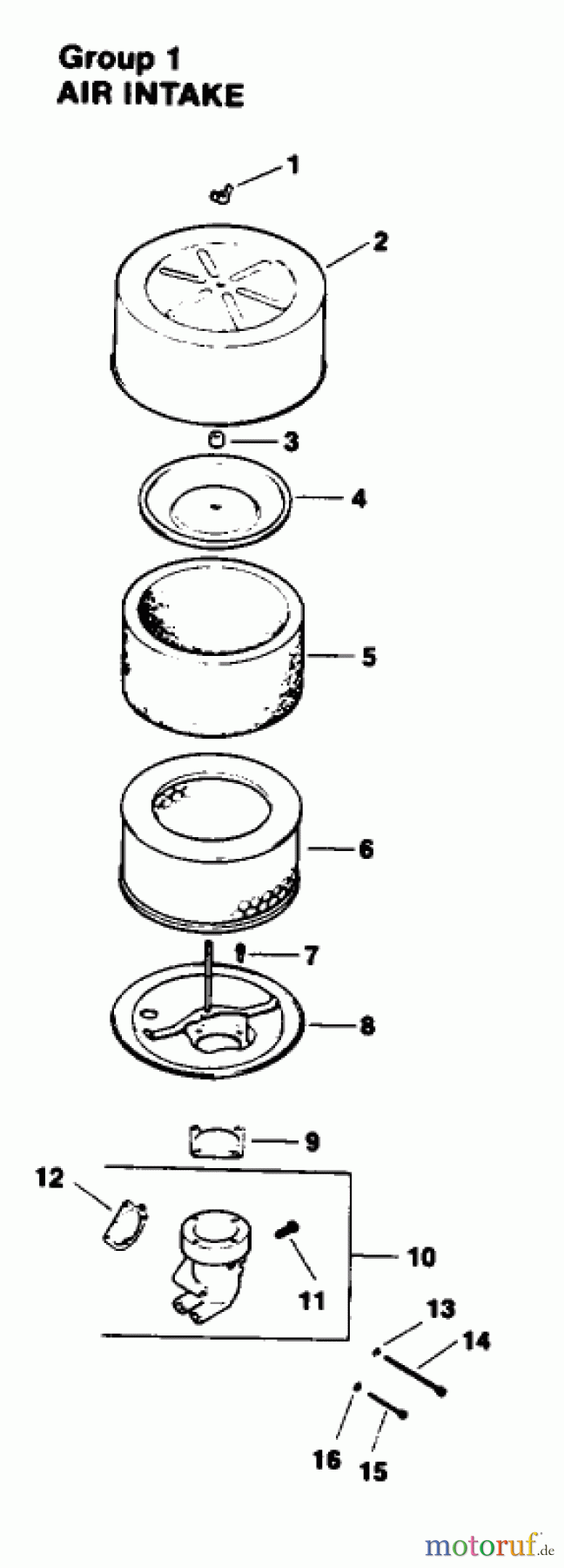  Toro Neu Mowers, Drive Unit Only 30180 - Toro Mid-Size Proline Gear Traction Unit, 16 hp, 1994 (490001-490730) ENGINE KOHLER MODEL NO. MV16S-TYPE PS56519 AIR INTAKE-GROUP 1
