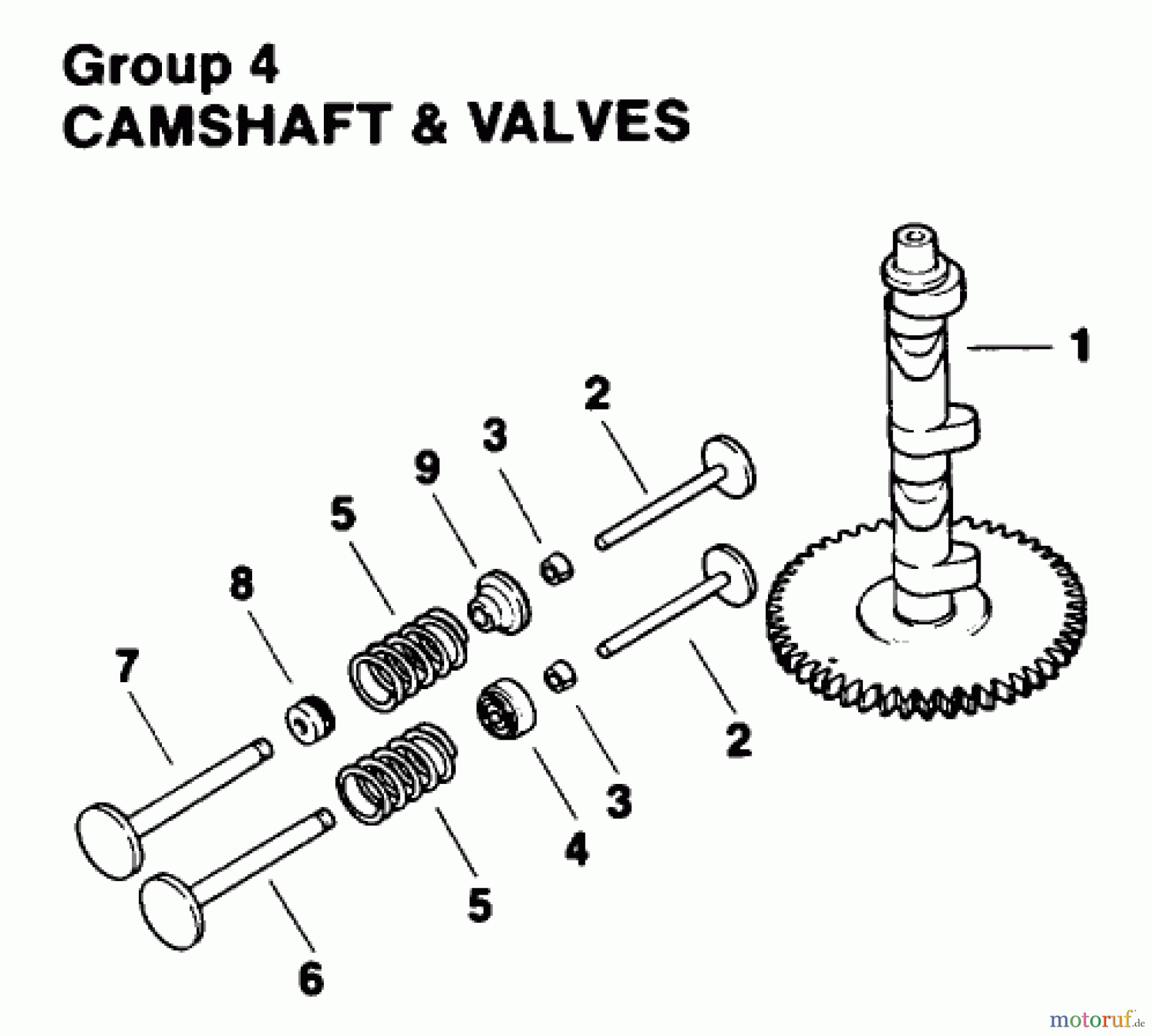  Toro Neu Mowers, Drive Unit Only 30180 - Toro Mid-Size Proline Gear Traction Unit, 16 hp, 1994 (490001-490730) ENGINE KOHLER MODEL NO. MV16S-TYPE PS56519 CAMSHAFT & VALVES GROUP 4