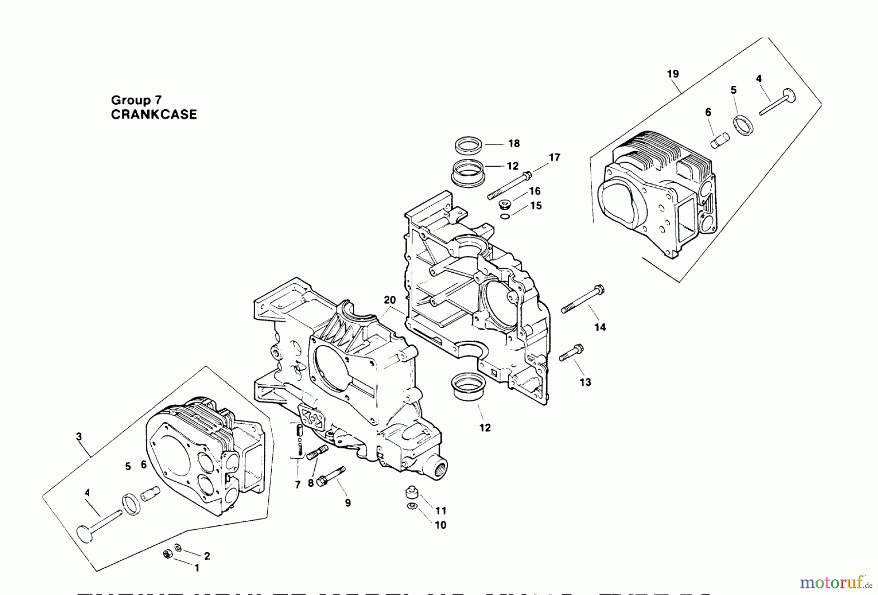  Toro Neu Mowers, Drive Unit Only 30180 - Toro Mid-Size Proline Gear Traction Unit, 16 hp, 1994 (490731-499999) CRANKCASE-ENGINE KOHLER MODEL NO. MV16S-TYPE PS56519 #1