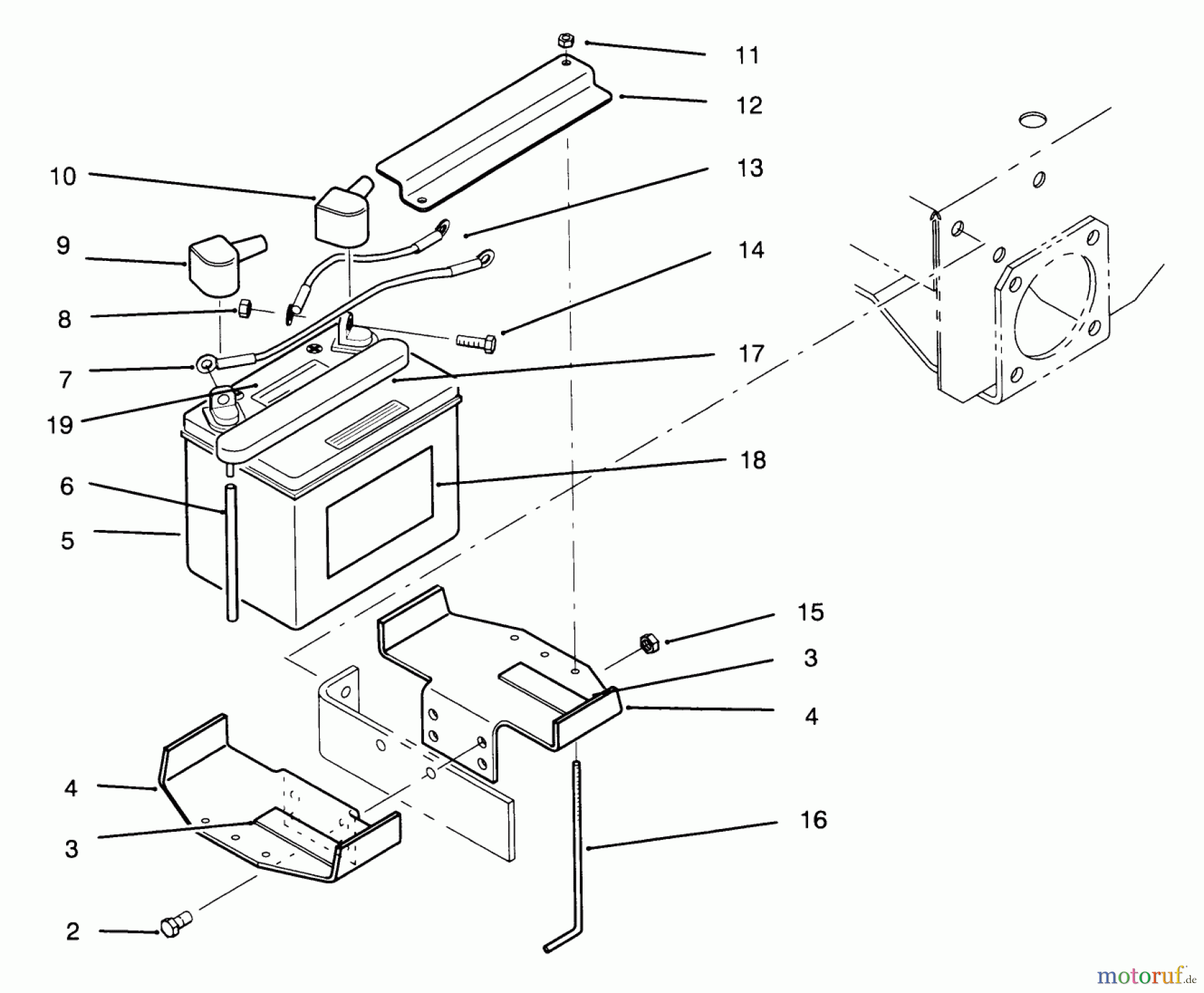  Toro Neu Mowers, Drive Unit Only 30180 - Toro Mid-Size Proline Gear Traction Unit, 16 hp, 1995 (590001-599999) BATTERY
