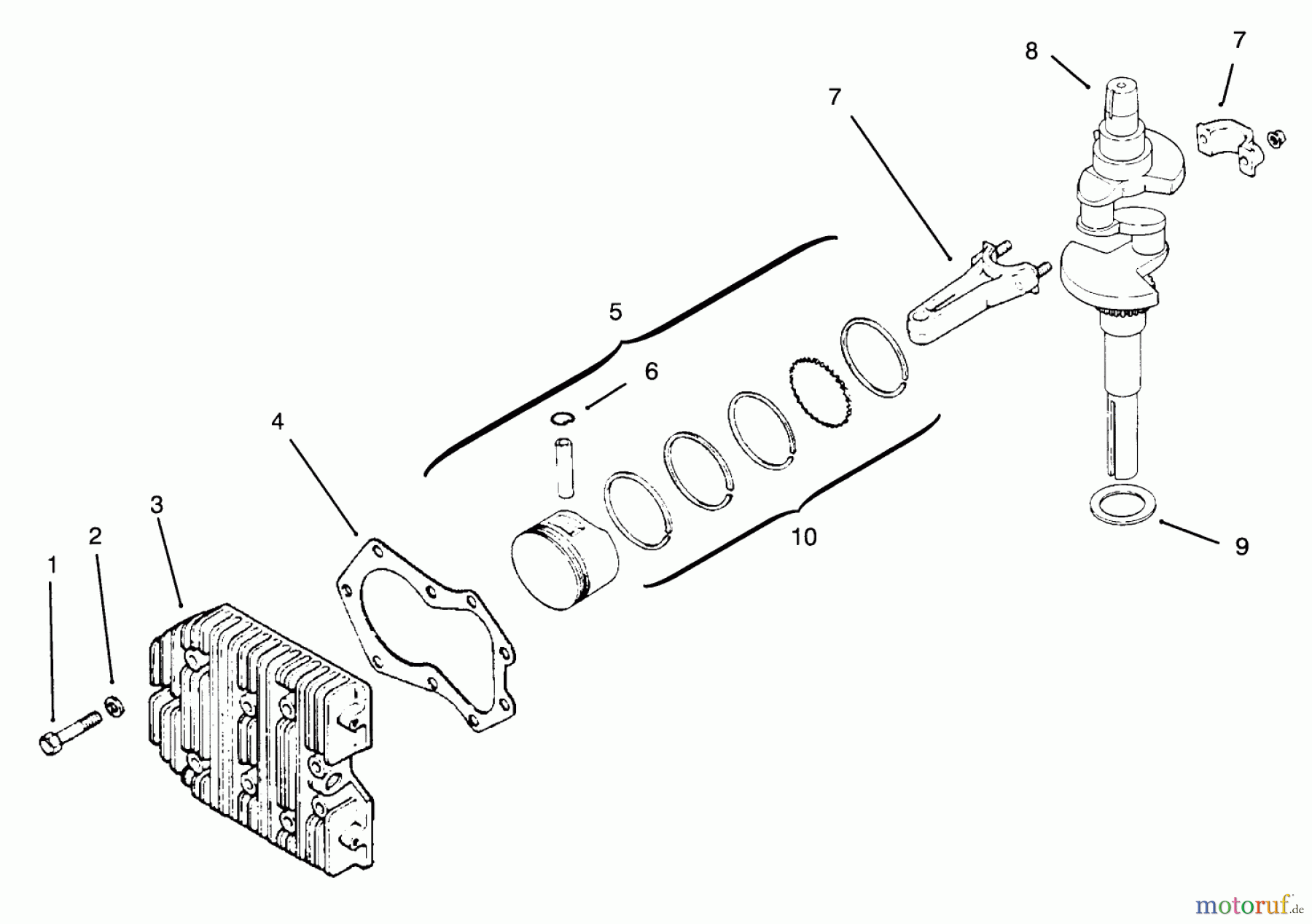  Toro Neu Mowers, Drive Unit Only 30180 - Toro Mid-Size Proline Gear Traction Unit, 16 hp, 1995 (590001-599999) CYLINDER HEAD, CRANKSHAFT, PISTONS AND CONNECTING RODS ENGINE KOHLER MODEL NO. MV16S-TYPE PS56519