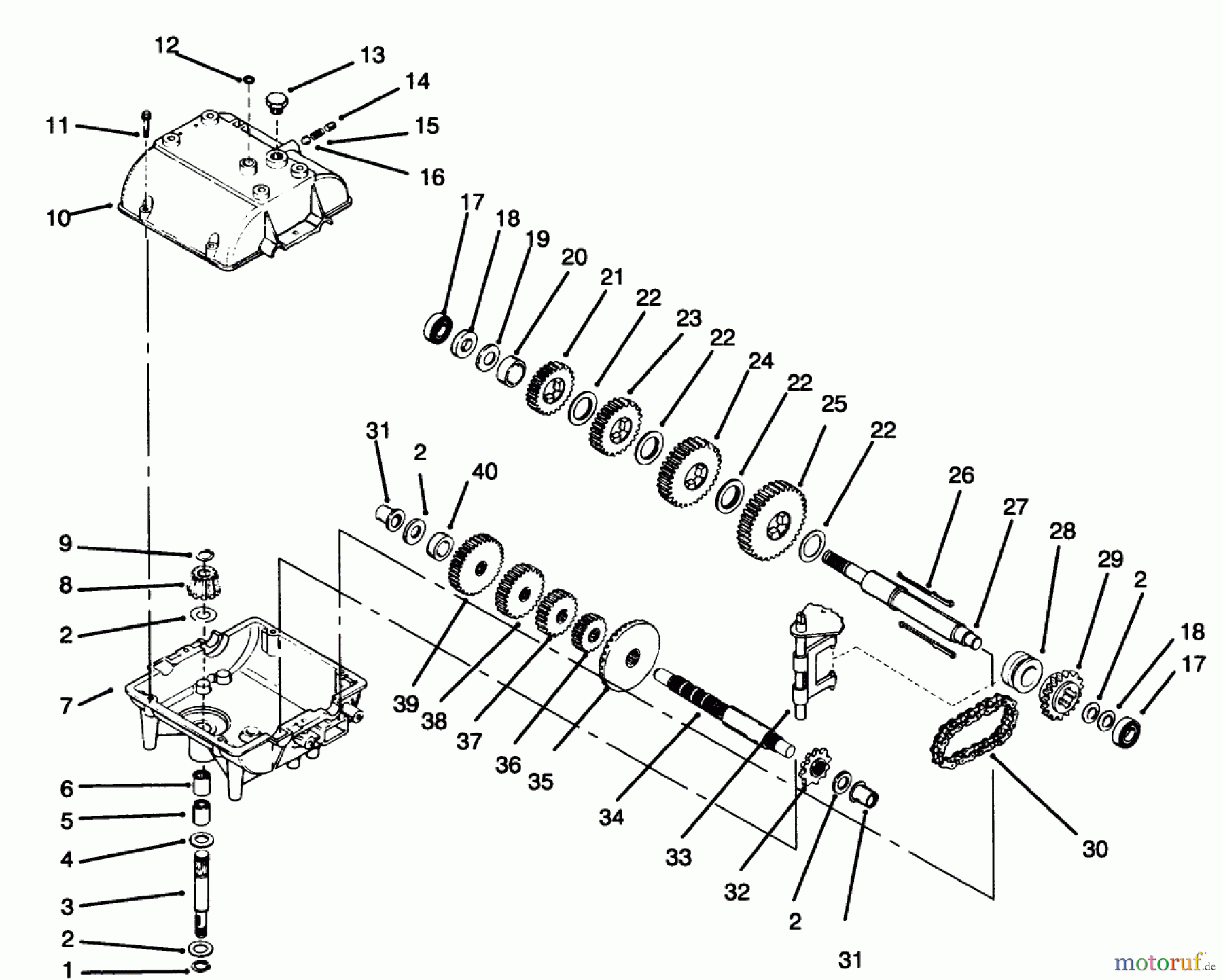 Toro Neu Mowers, Drive Unit Only 30181 - Toro Mid-Size Proline Gear Traction Unit, 16 hp, 1995 (59000001-59999999) PEERLESS TRANSMISSION MODEL NO. 700-039