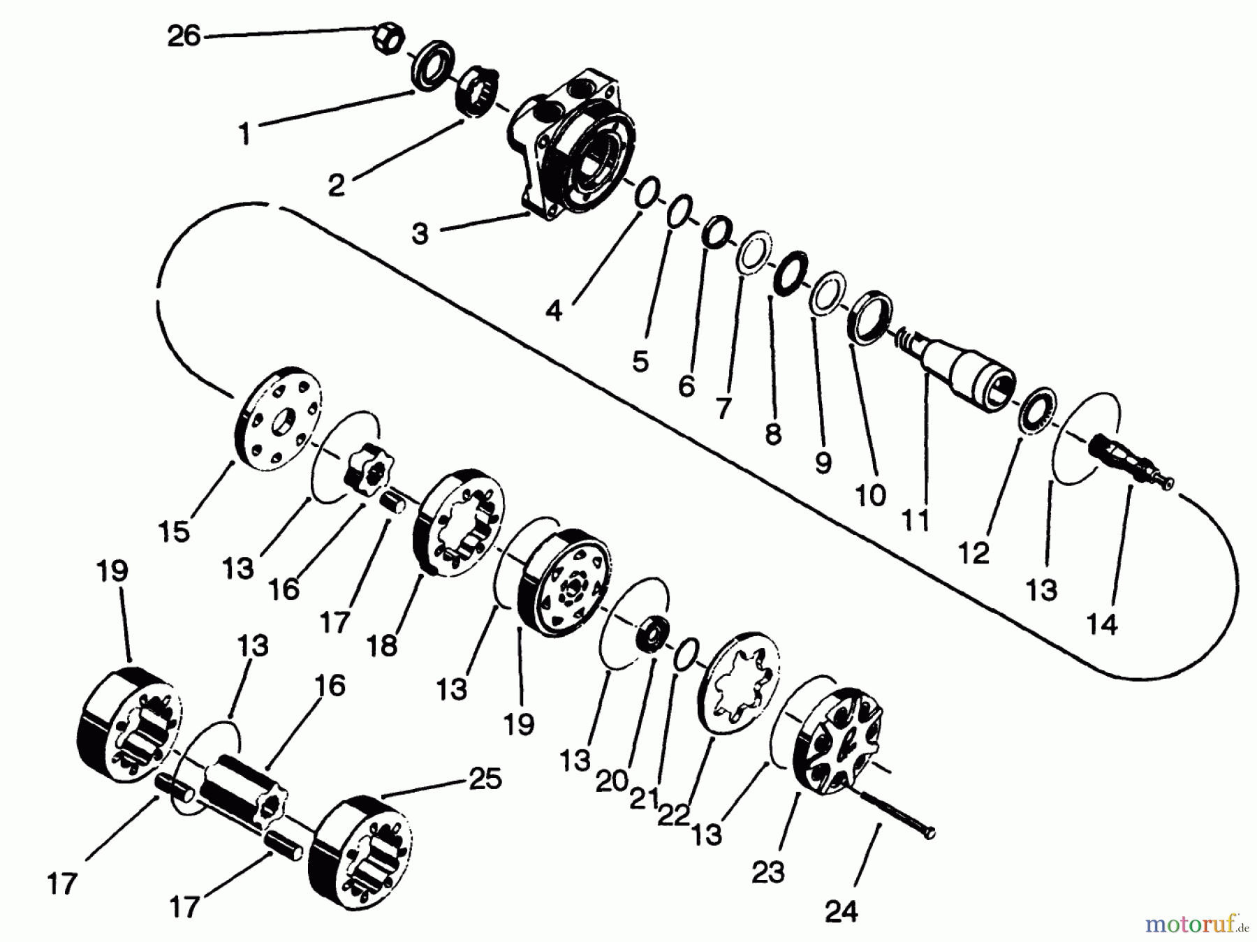  Toro Neu Mowers, Drive Unit Only 30185 - Toro Mid-Size Proline Hydro Traction Unit, 14 hp, 1992 (20000001-29999999) TRACTION DRIVE MOTOR (TORQUMOTOR)