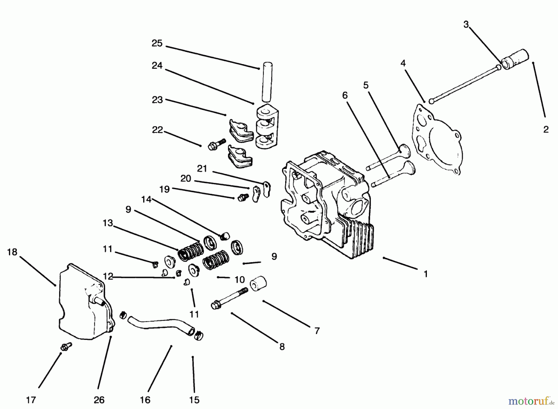  Toro Neu Mowers, Drive Unit Only 30186 - Toro Mid-Size Proline Hydro Traction Unit, 14 hp, 1995 (590001-599999) CYLINDER HEAD/VALVE/BREATHER-ENGINE KOHLER MODEL NO. CV14 S-1429