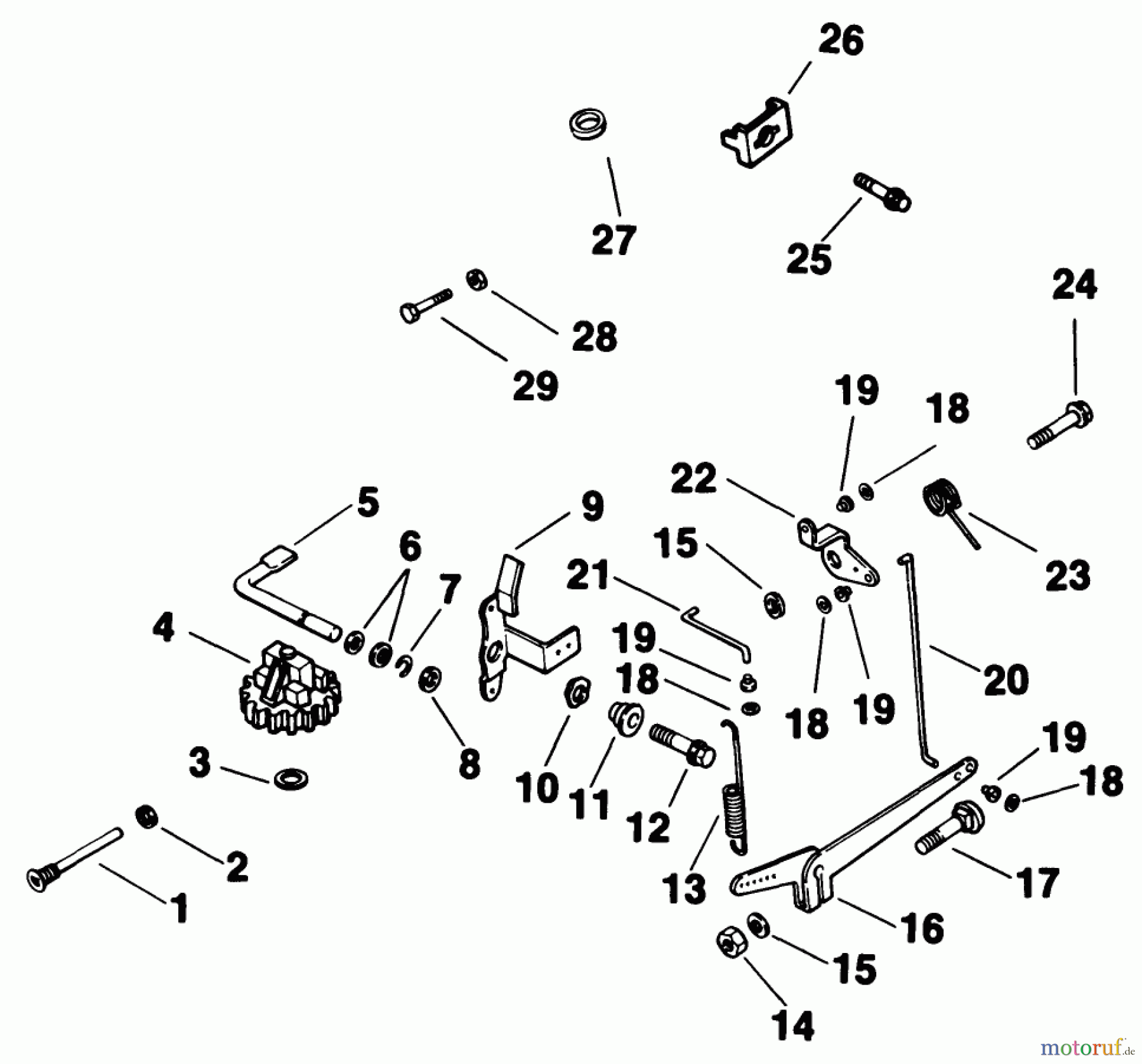  Toro Neu Mowers, Drive Unit Only 30190 - Toro Mid-Size Proline Hydro Traction Unit, 18 hp, 1994 (49000001-49999999) GOVERNOR-ENGINE MODEL NO. MV18S-TYPE 58543