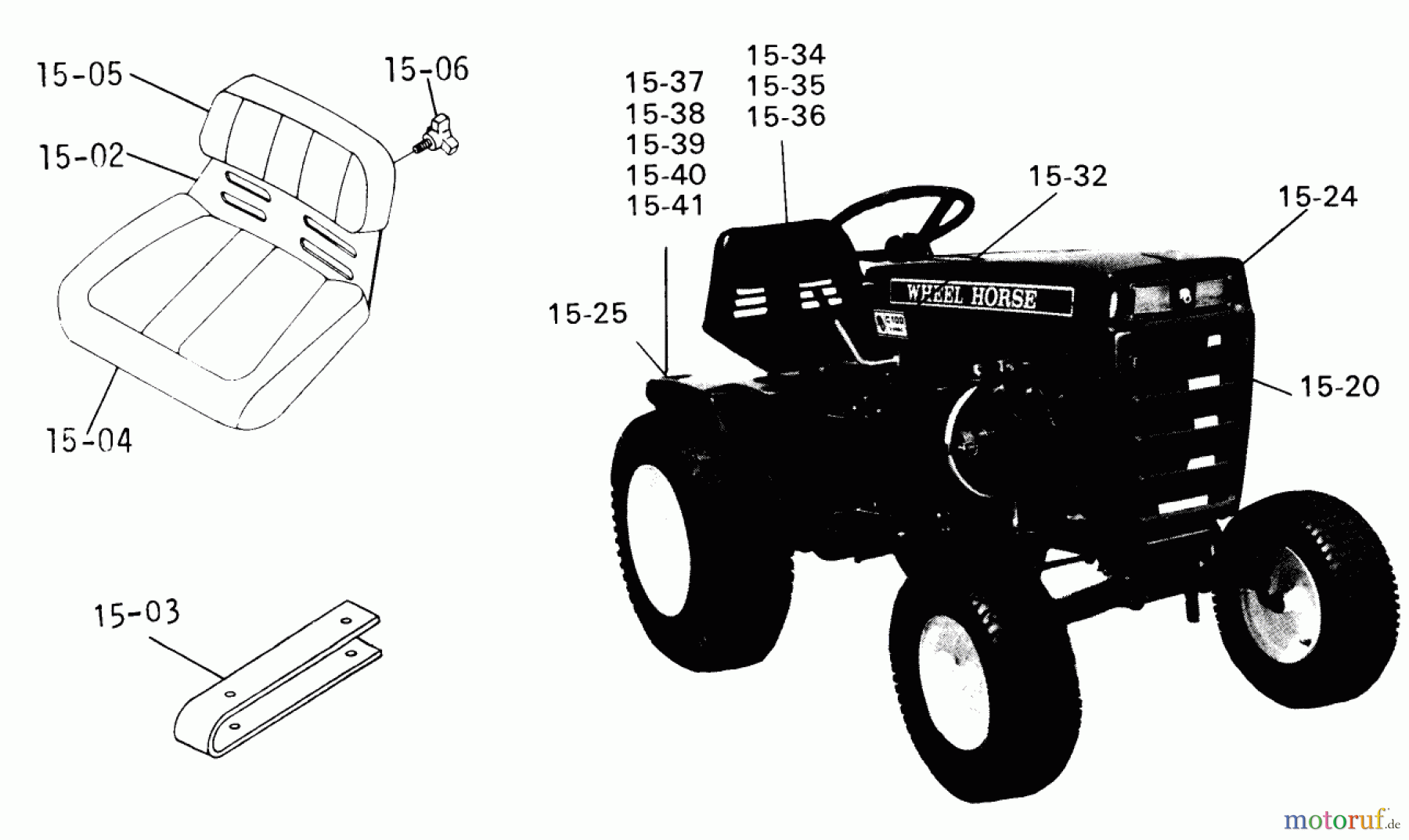  Toro Neu Mowers, Lawn & Garden Tractor Seite 1 1-0354 (C-120) - Toro C-120 8-Speed Tractor, 1974 SEATS, DECALS, MISC. TRIM