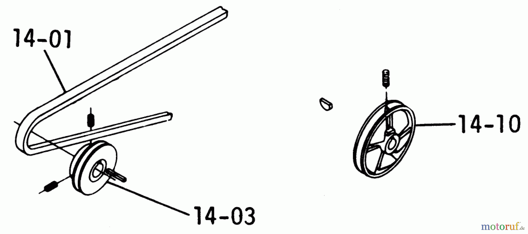 Toro Neu Mowers, Lawn & Garden Tractor Seite 1 1-0396 (C-120) - Toro C-120 8-Speed Tractor, 1975 14.000 DRIVE BELTS AND PULLEYS (FIG. 14A)