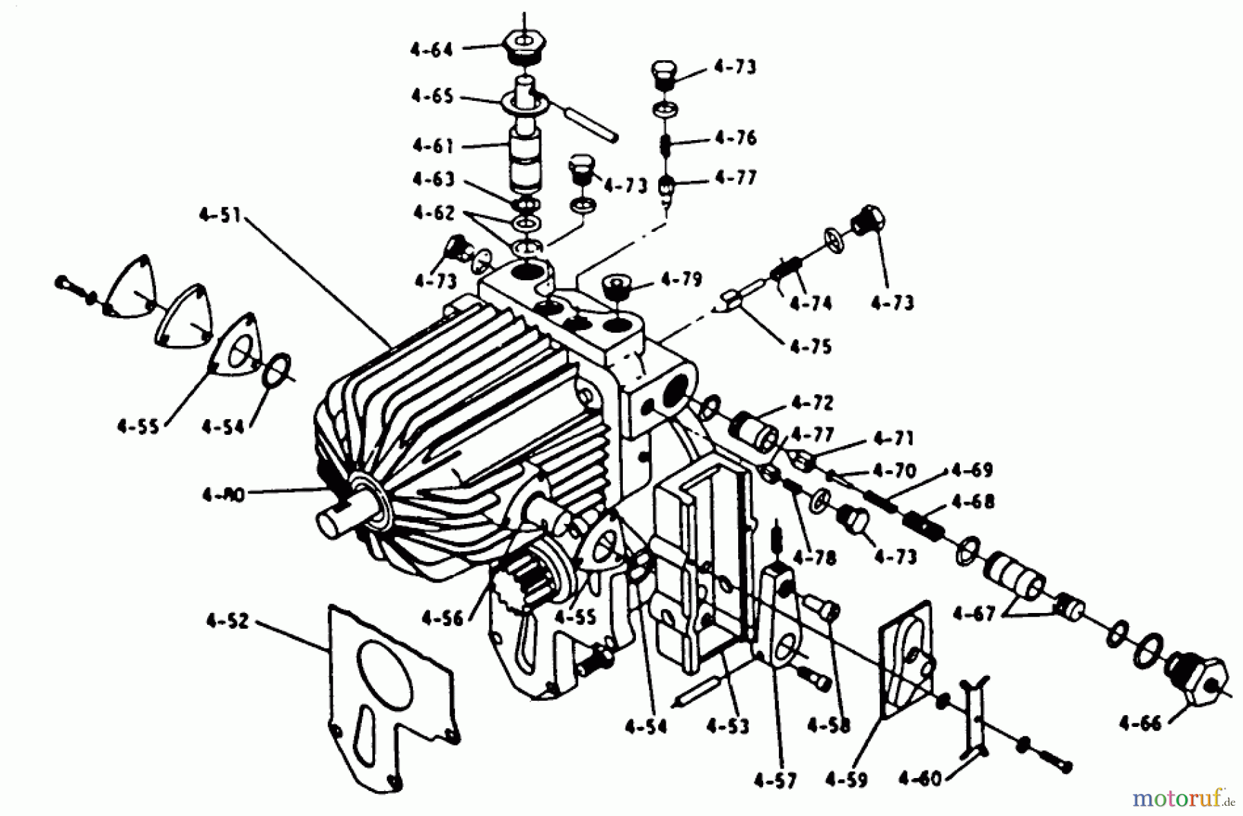  Toro Neu Mowers, Lawn & Garden Tractor Seite 1 1-0460 - Toro 12 hp Automatic Tractor, 1973 PARTS LIST FOR 4.050 HYDROGEAR (PLATE 4.4)