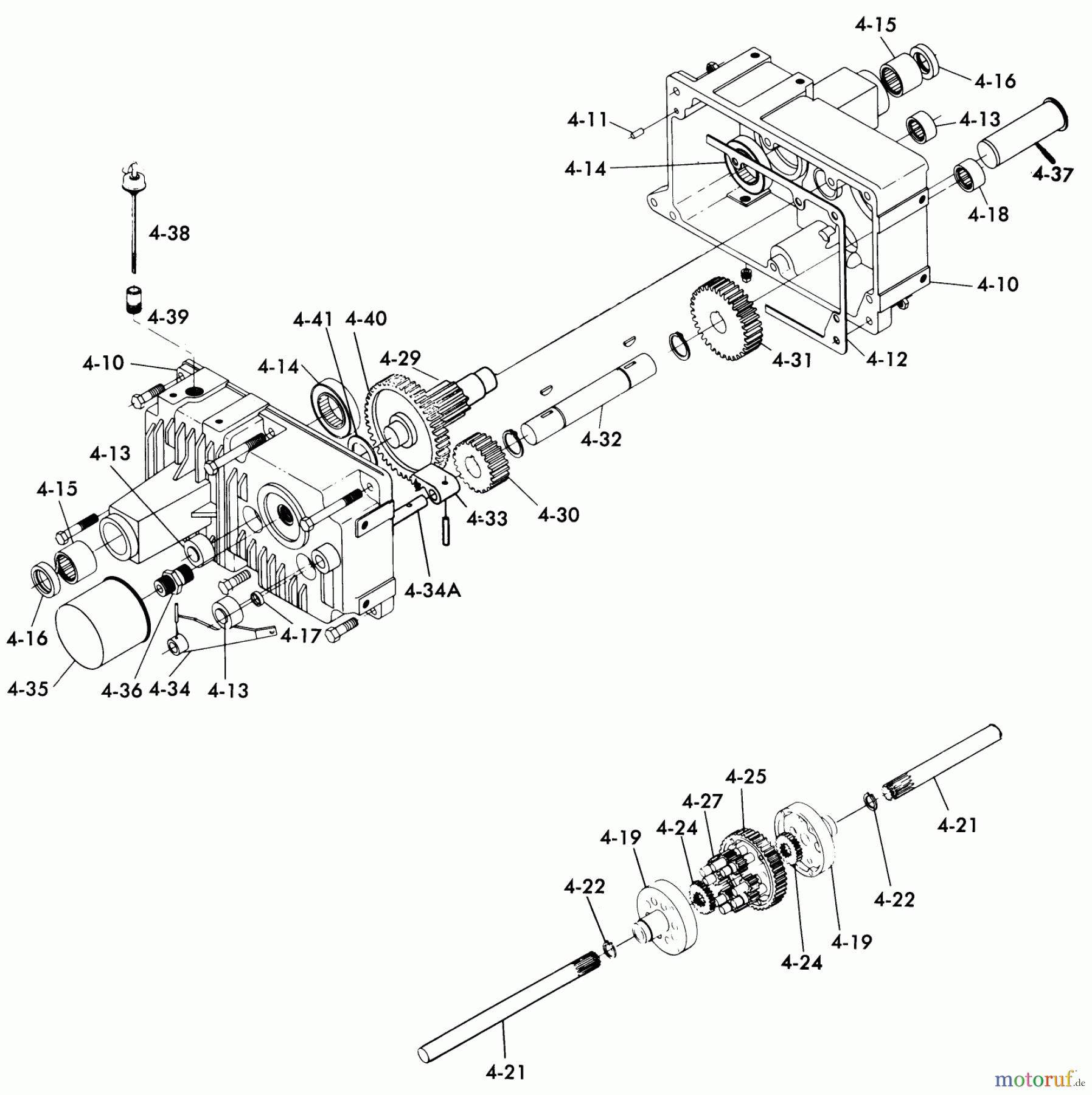  Toro Neu Mowers, Lawn & Garden Tractor Seite 1 1-0491 (C-120) - Toro C-120 Automatic Tractor, 1975 4.010 TRANSAXLE (FIG. 4A)