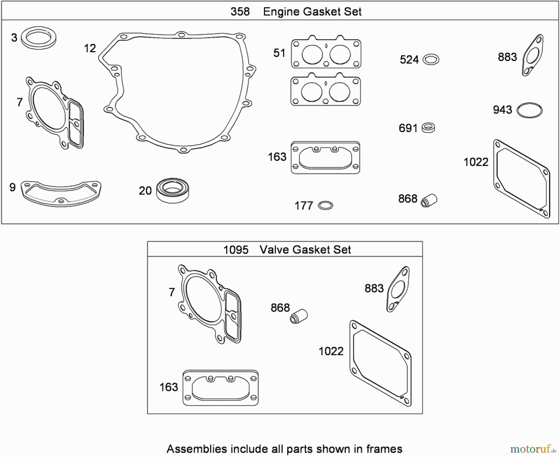 Toro Neu Mowers, Lawn & Garden Tractor Seite 1 13AT61RH048 (LX466) - Toro LX466 Lawn Tractor, 2008 (SN 1L137H10100-) ENGINE AND VALVE GASKET SETS BRIGGS AND STRATTON 407777-0550-B1