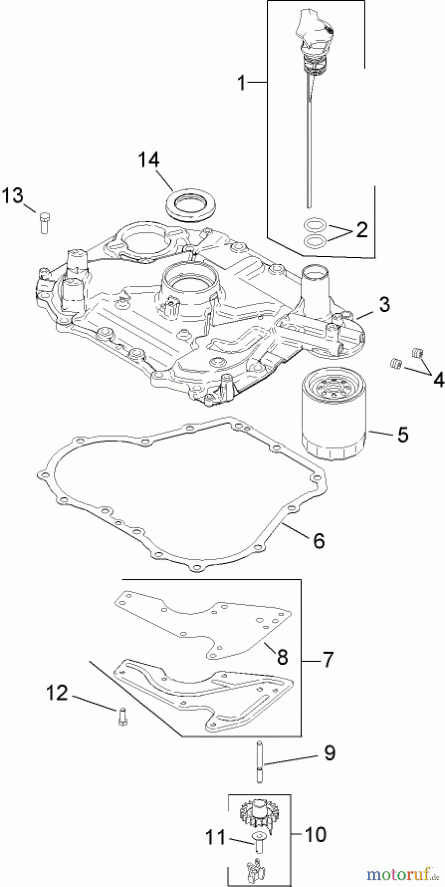 Toro Neu Mowers, Lawn & Garden Tractor Seite 1 13AX60RG544 (LX420) - Toro LX420 Lawn Tractor, 2006 (1L215B10000-) OIL PAN AND LUBRICATION ASSEMBLY KOHLER SV540-0019