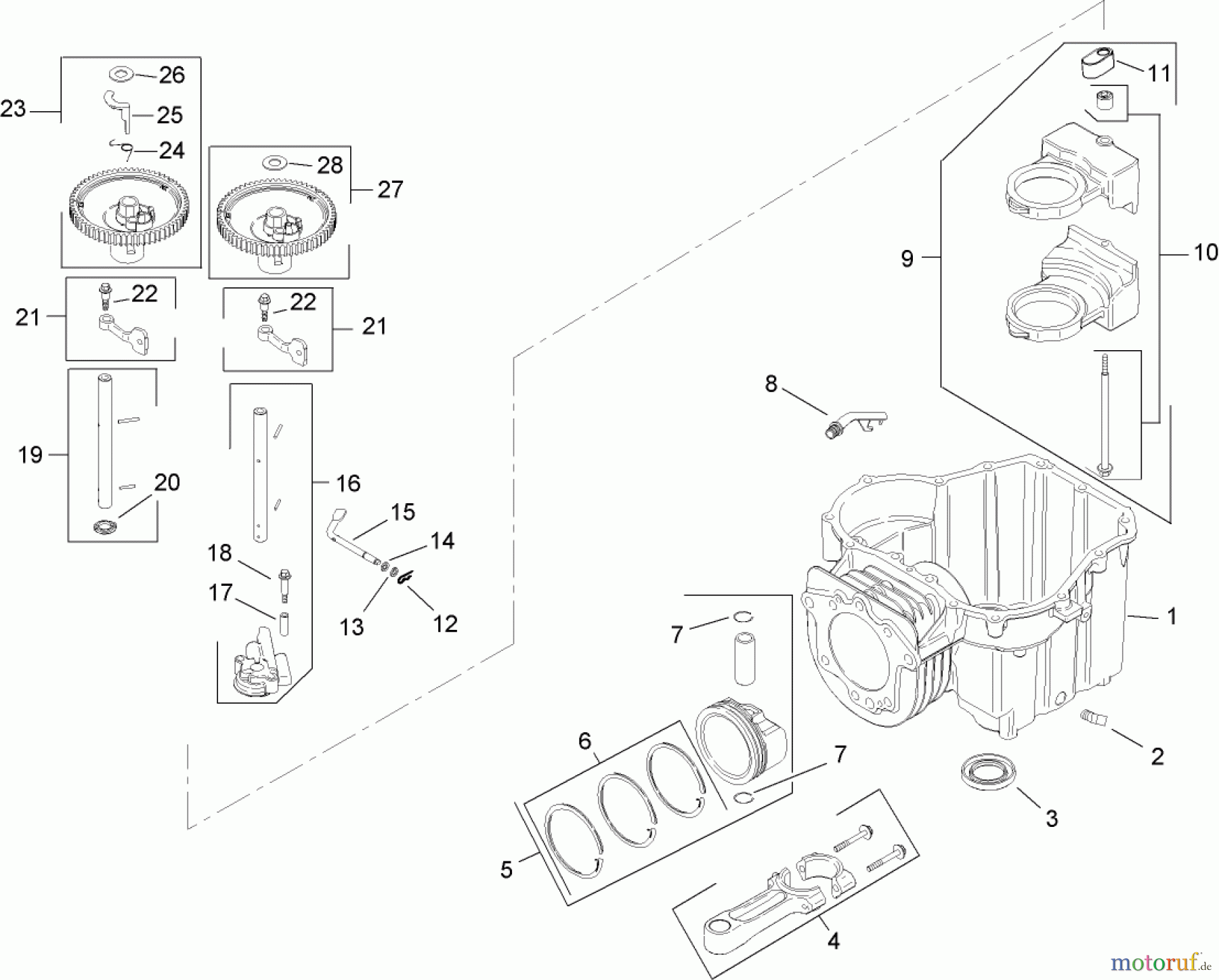  Toro Neu Mowers, Lawn & Garden Tractor Seite 1 13AX61RH744 (LX465) - Toro LX465 Lawn Tractor, 2007 (SN 1A117H10393-) CRANKCASE ASSEMBLY KOHLER SV600-0018